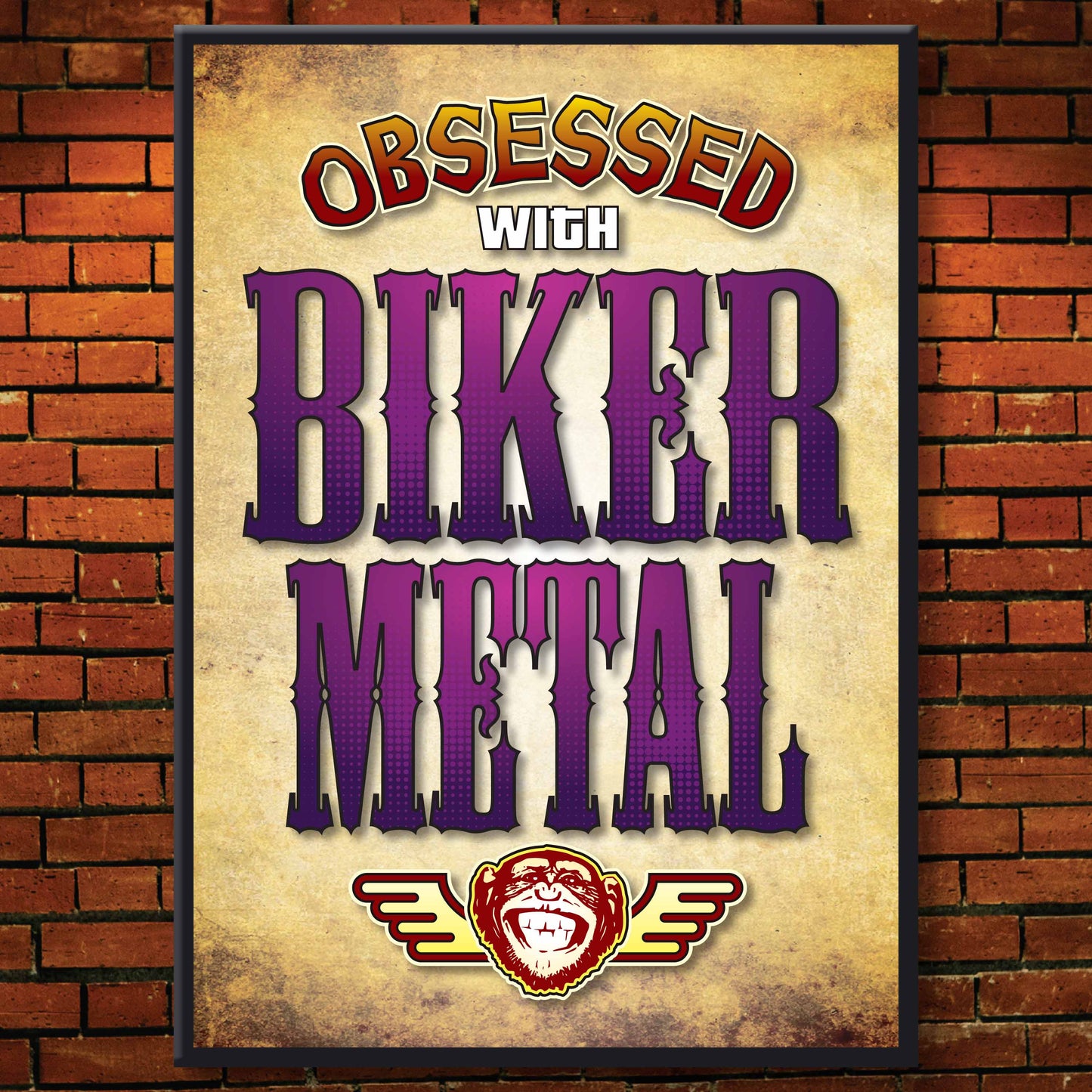 Biker Metal - Obsessed Art Poster + Birthday / Greetings Card