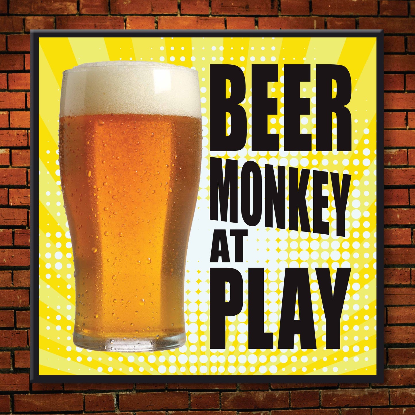 Beer Monkey At Play Art Print + Badge + Bottle Opener + Birthday Card
