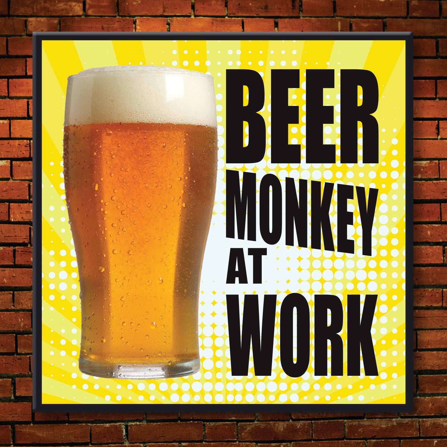 Beer Monkey Work Art Print + Badge + Bottle Opener + Birthday Card