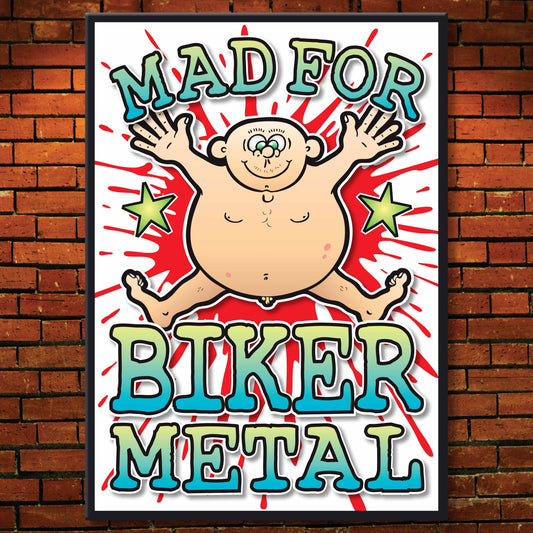 Biker Metal Art Print / Mad For Music Poster / Wall Décor