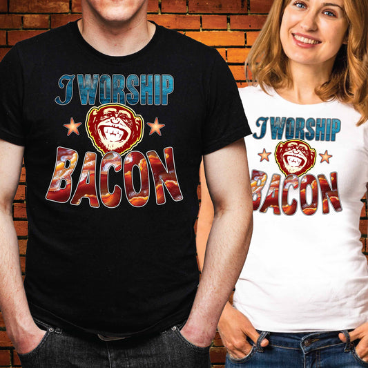 Worship Bacon Funny Slogan Cotton T-Shirt