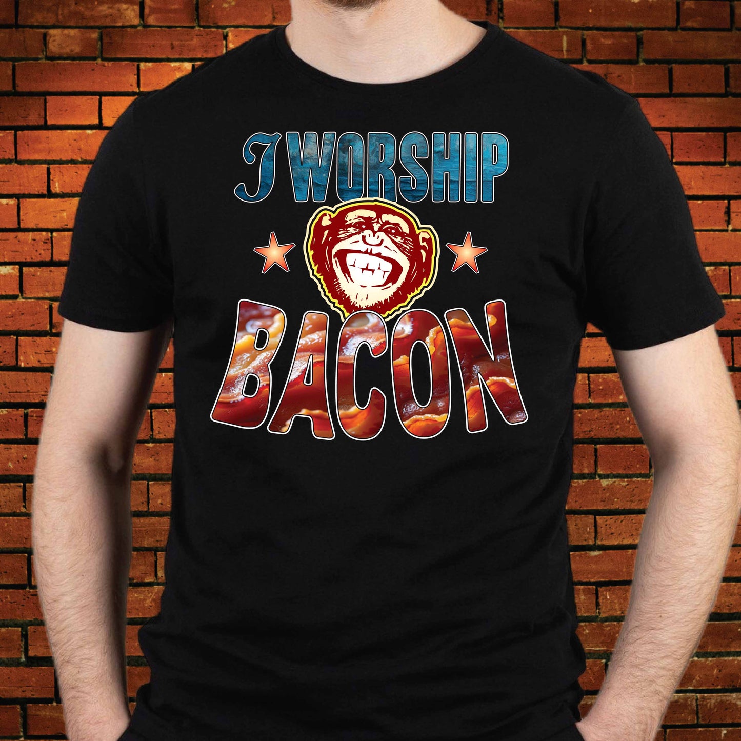 Worship Bacon Funny Slogan Cotton T-Shirt
