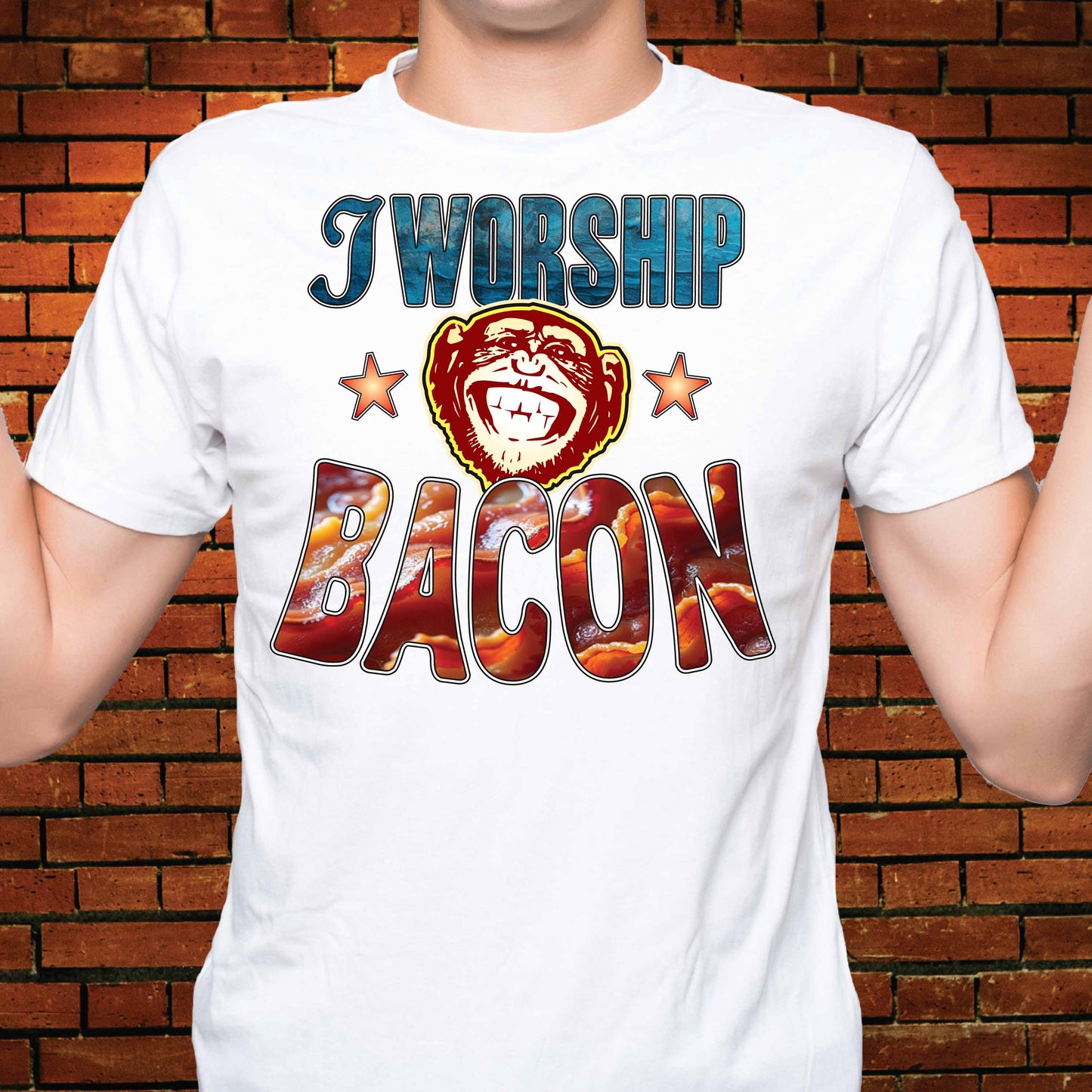 Worship Bacon Funny Slogan Cotton T-Shirt