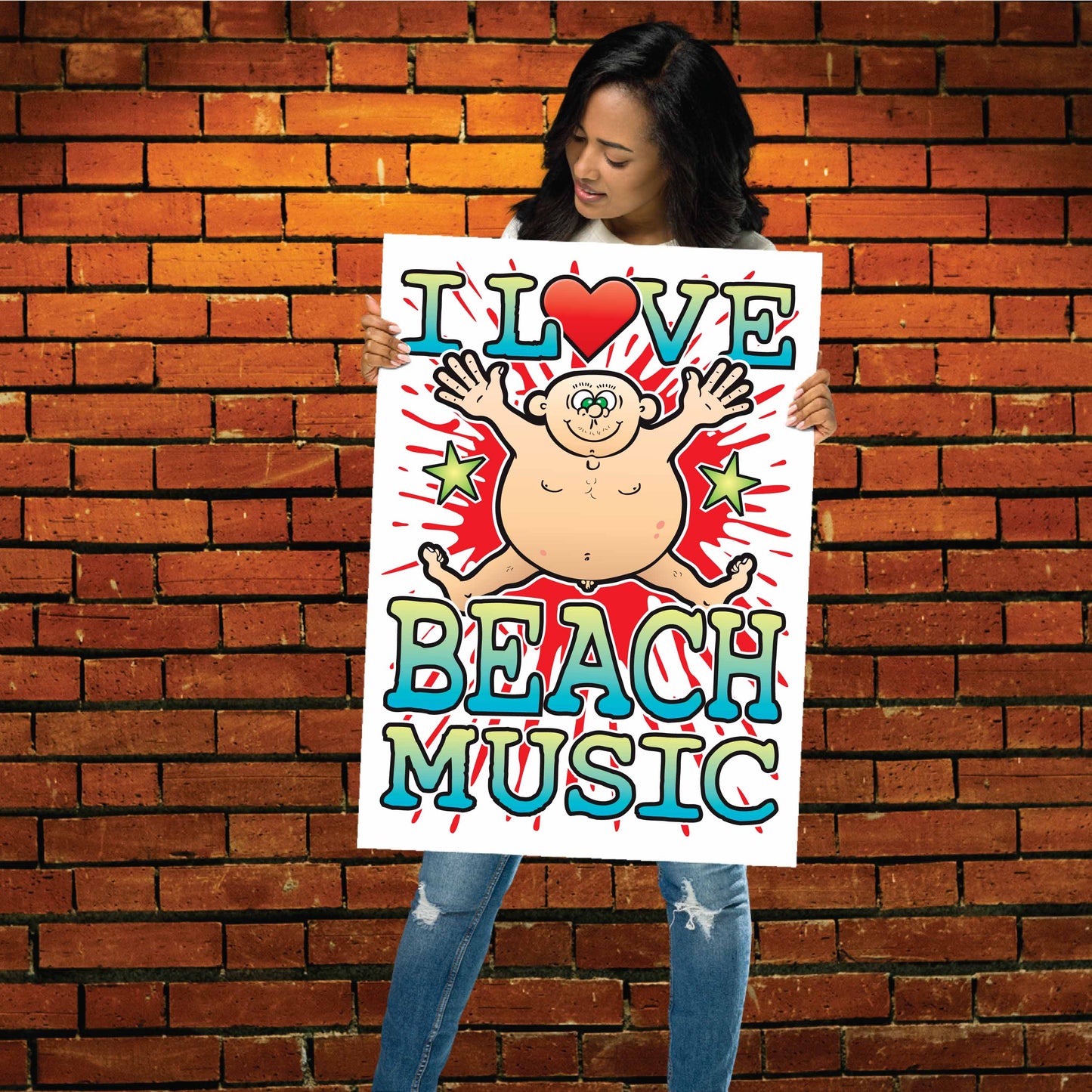 Beach Music 50x70cm Wall Art / Love Music Poster