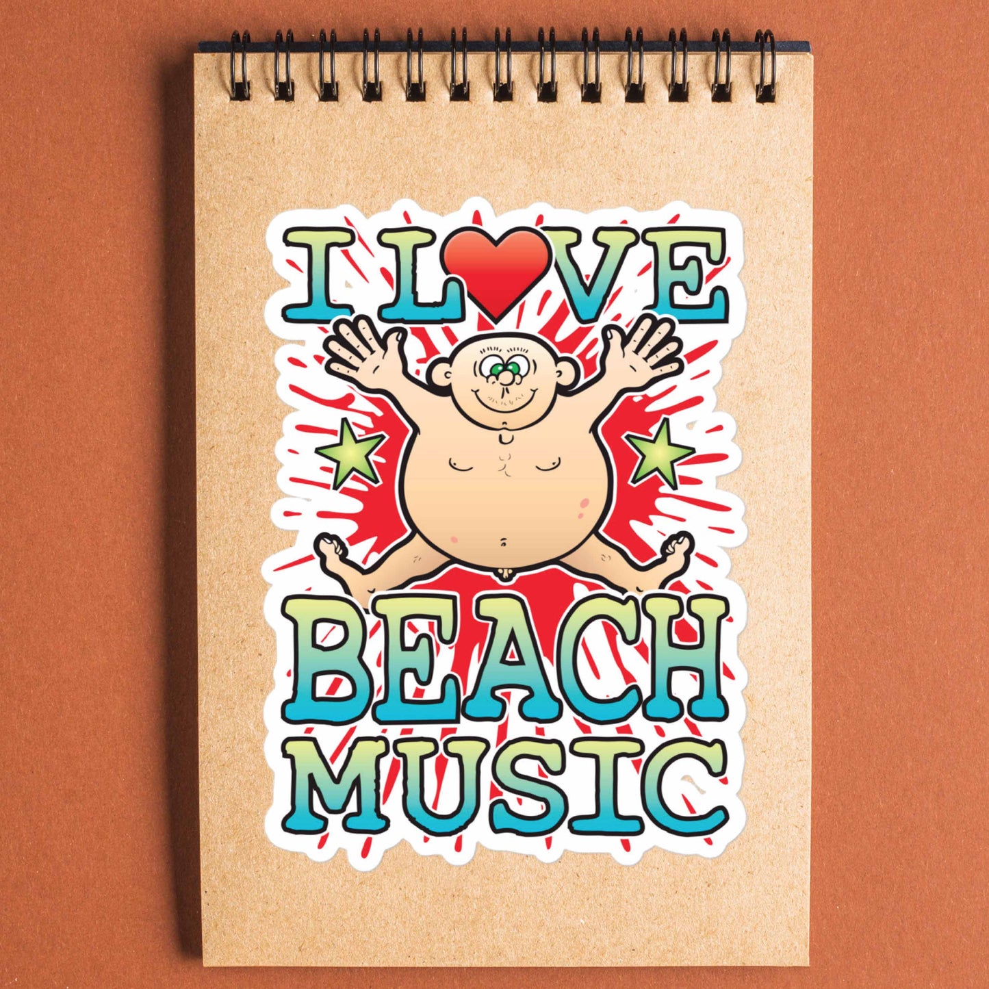 Beach Music Vinyl Kiss-Cut Sticker / 14 x 10cm