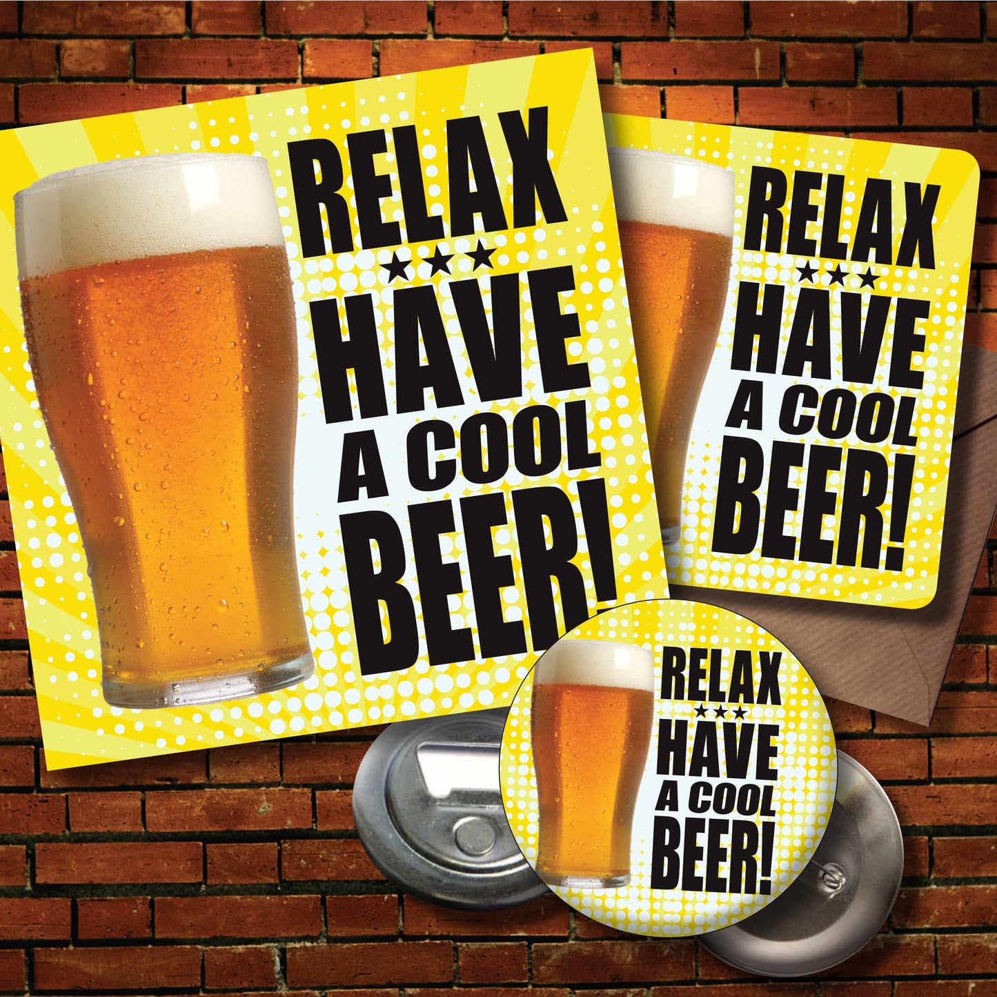 Cool Beer! Art Print + Badge + Bottle Opener + Birthday Card