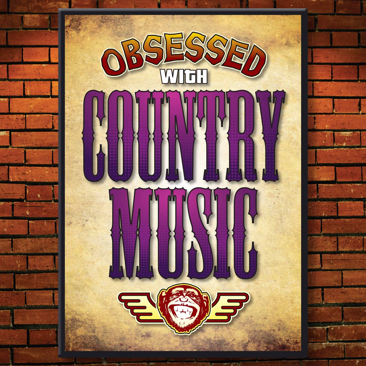 Country Music - Obsessed Art Poster + Birthday / Greetings Card