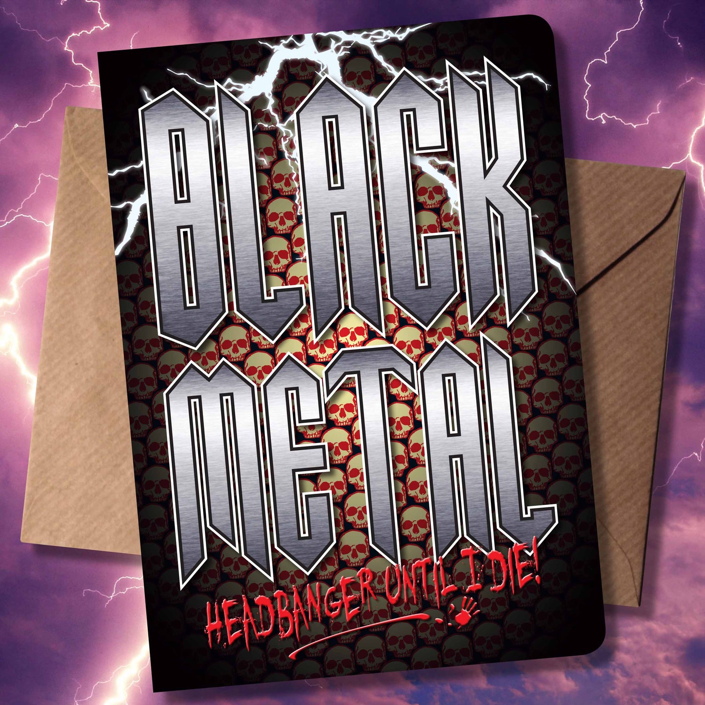 Black Metal Headbanger Art Print + Birthday / Greetings Card