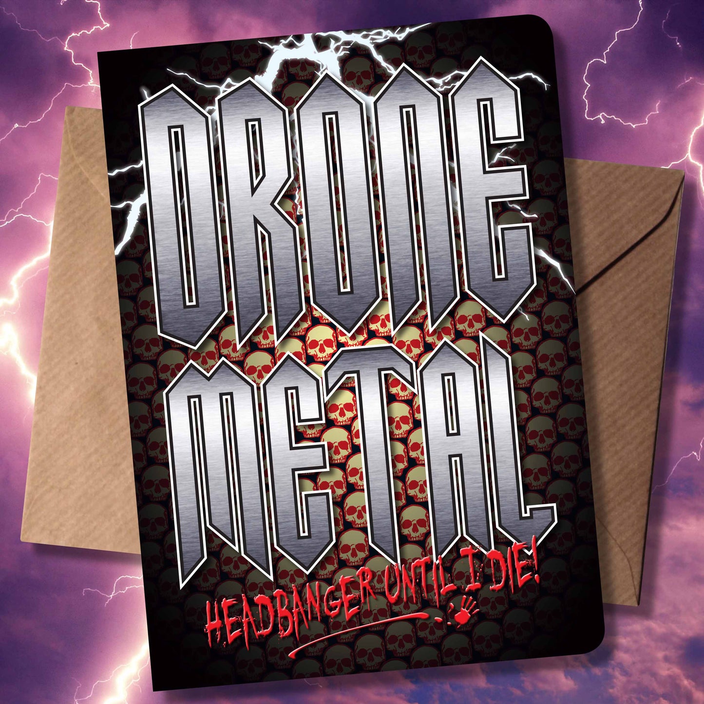 Drone Metal Headbanger Art Print + Birthday / Greetings Card