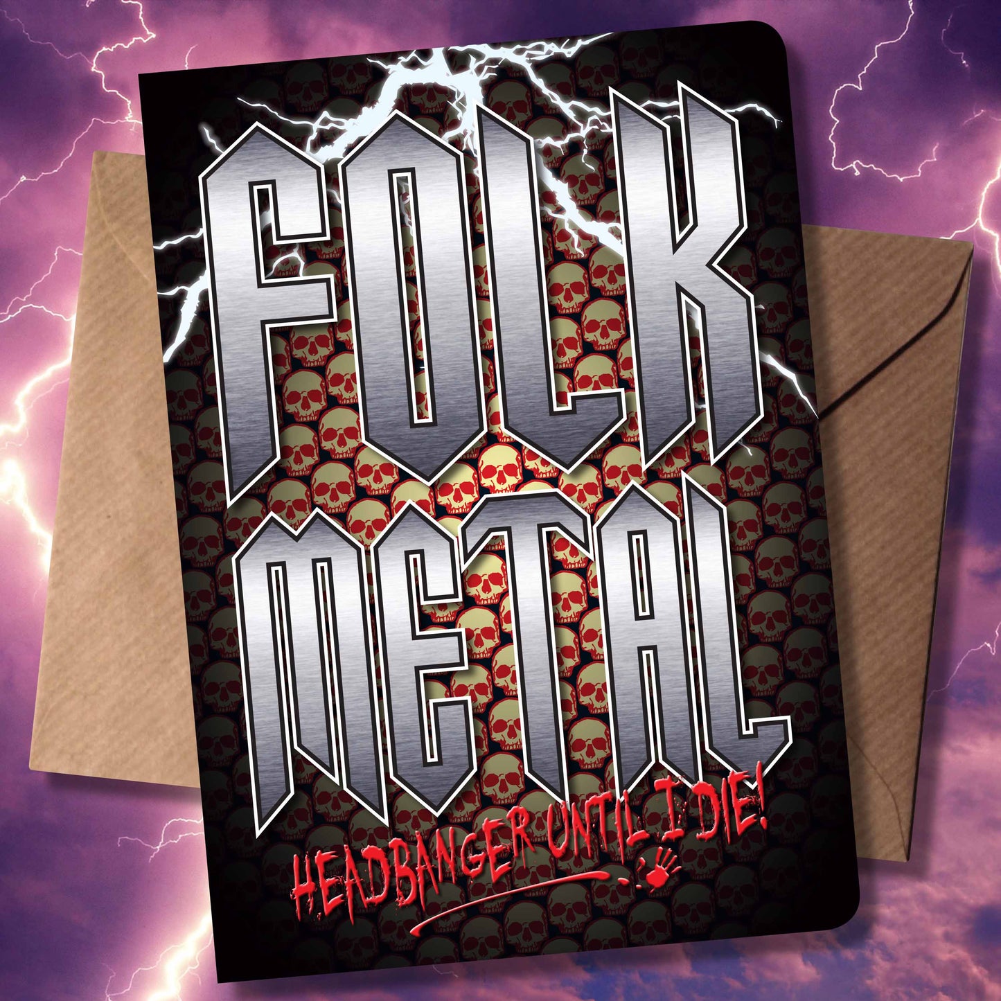 Folk Metal Headbanger Art Print + Birthday / Greetings Card