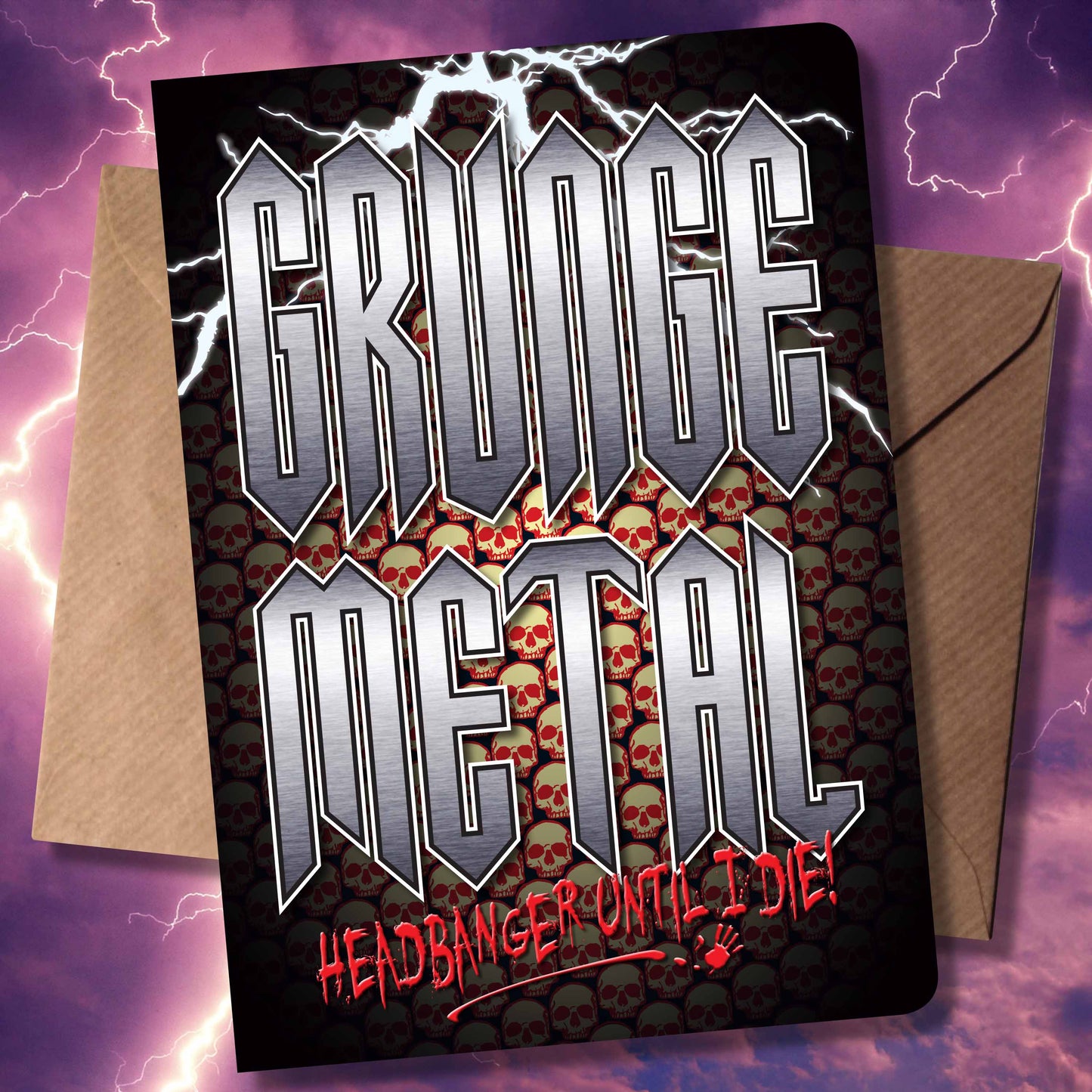 Grunge Metal Headbanger Art Print + Birthday / Greetings Card