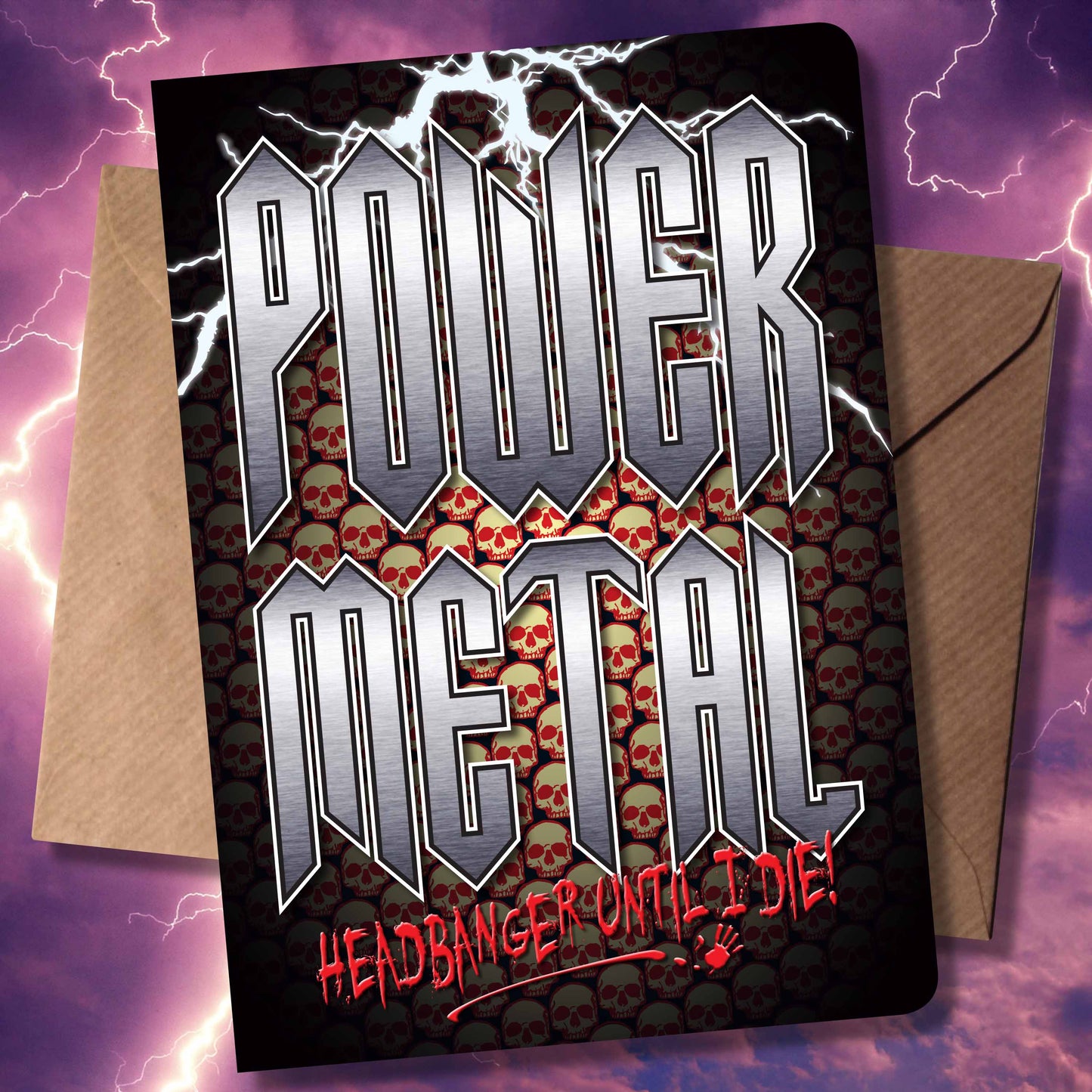 Power Metal Headbanger Art Print + Birthday / Greetings Card