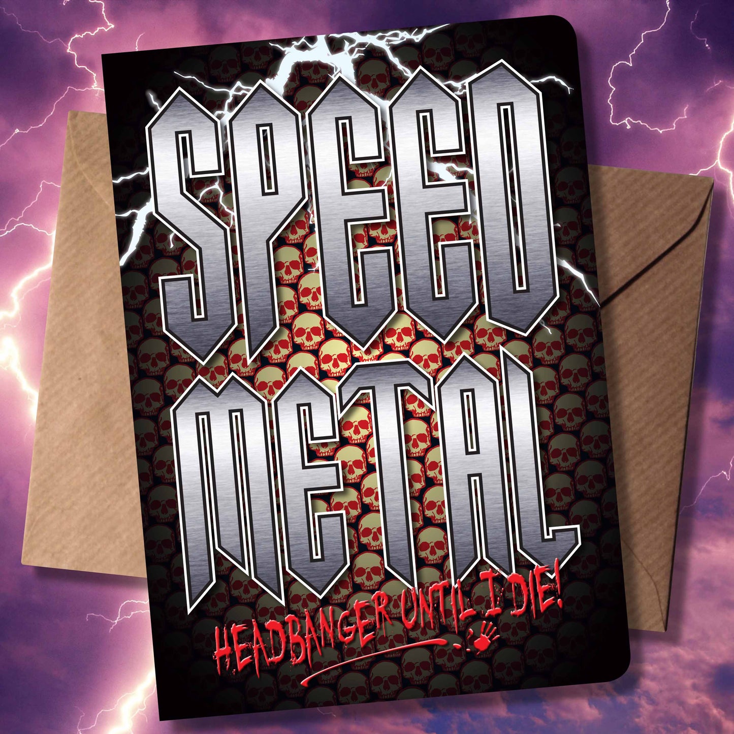 Speed Metal Headbanger Art Print + Birthday / Greetings Card