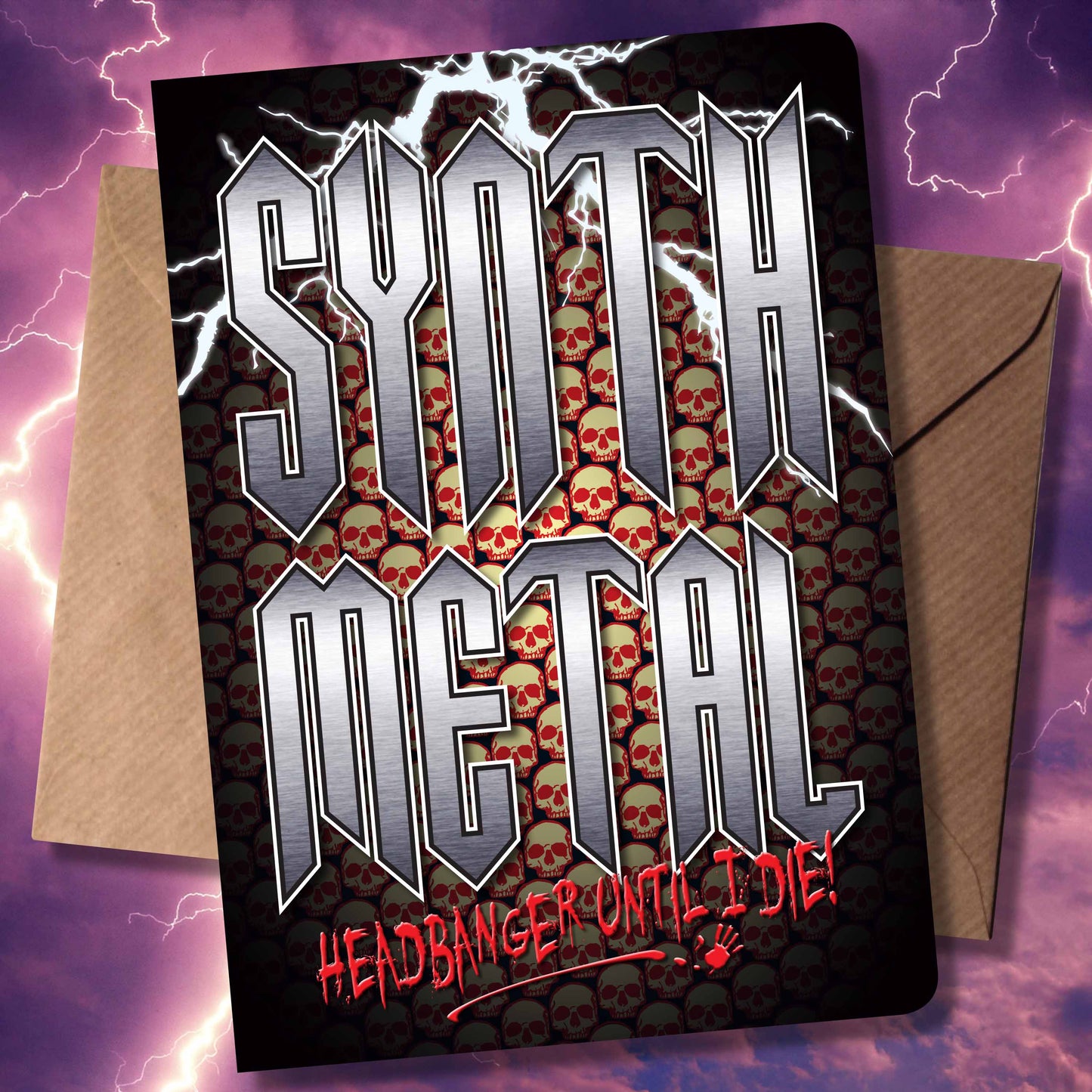 Synth Metal Headbanger Art Print + Birthday / Greetings Card