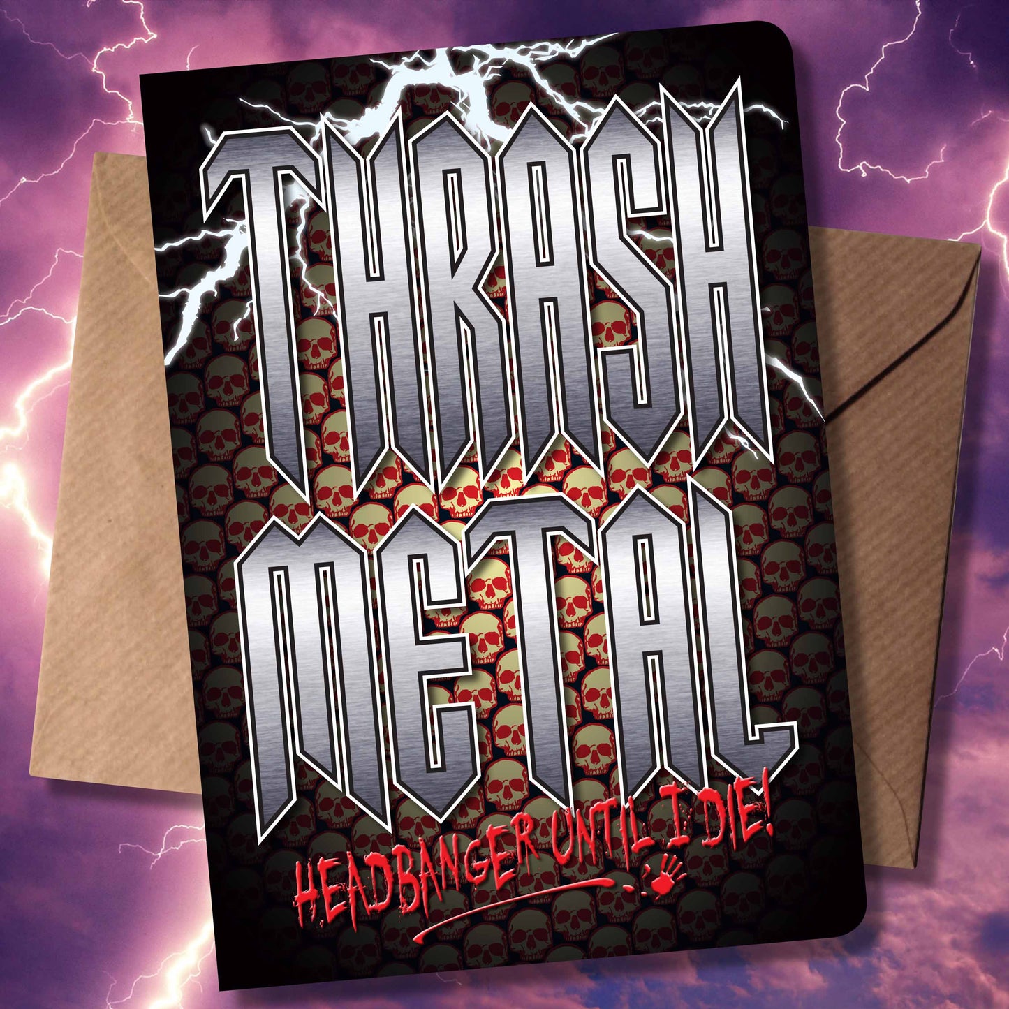 Thrash Metal Headbanger Art Print + Birthday / Greetings Card