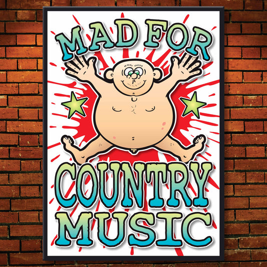 Country Music Art Print / Mad For Music Poster / Wall Décor