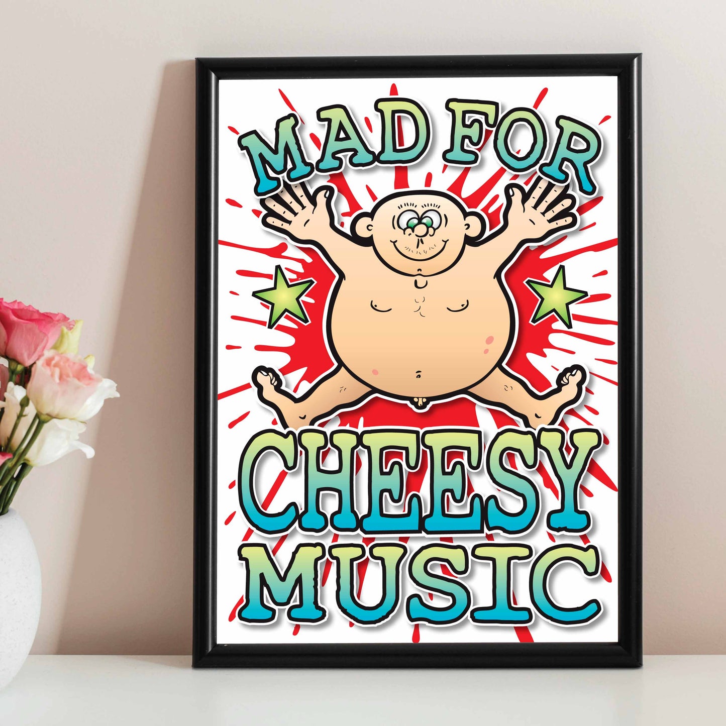Cheesy Music Art Print / Mad For Music Poster / Wall Décor