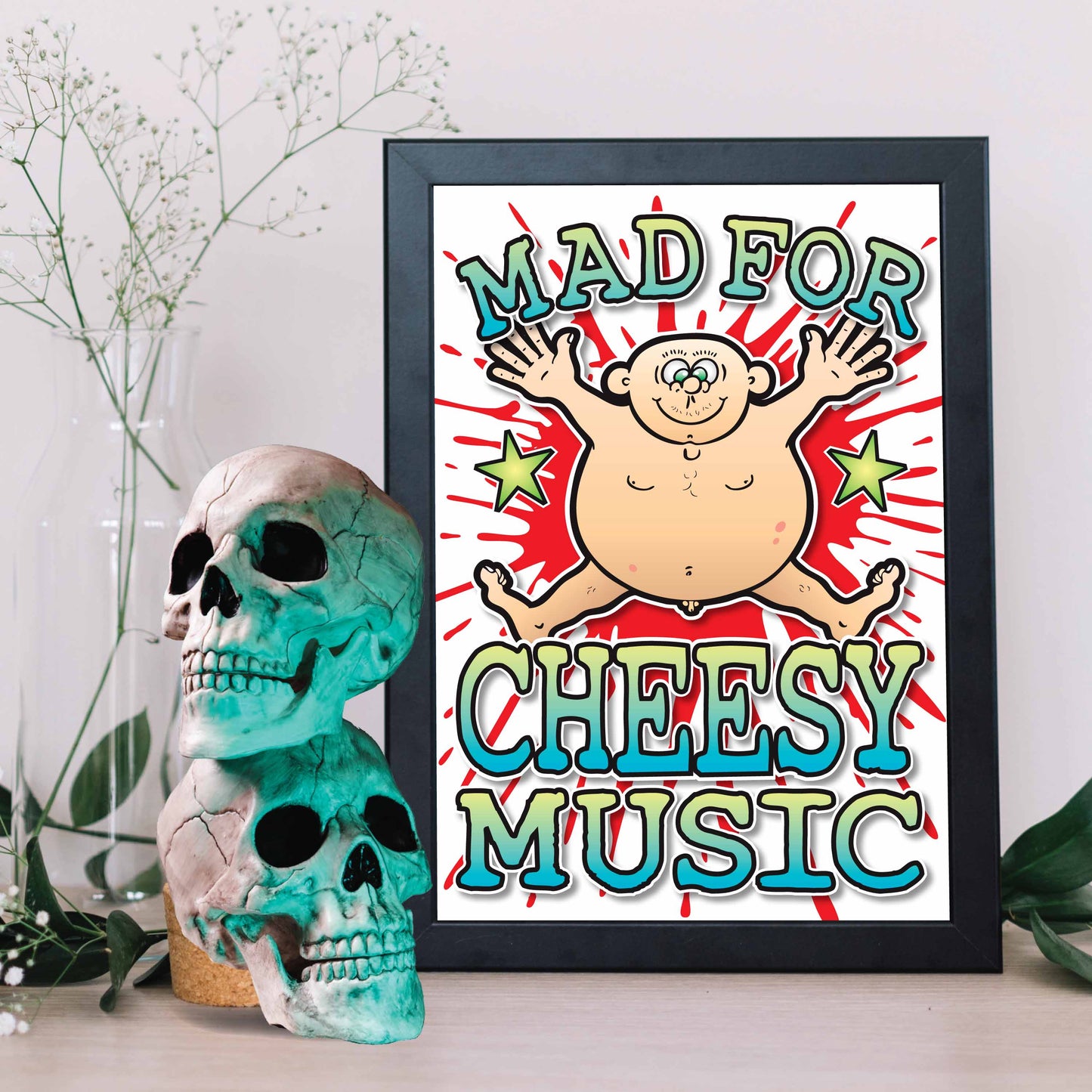 Cheesy Music Art Print / Mad For Music Poster / Wall Décor