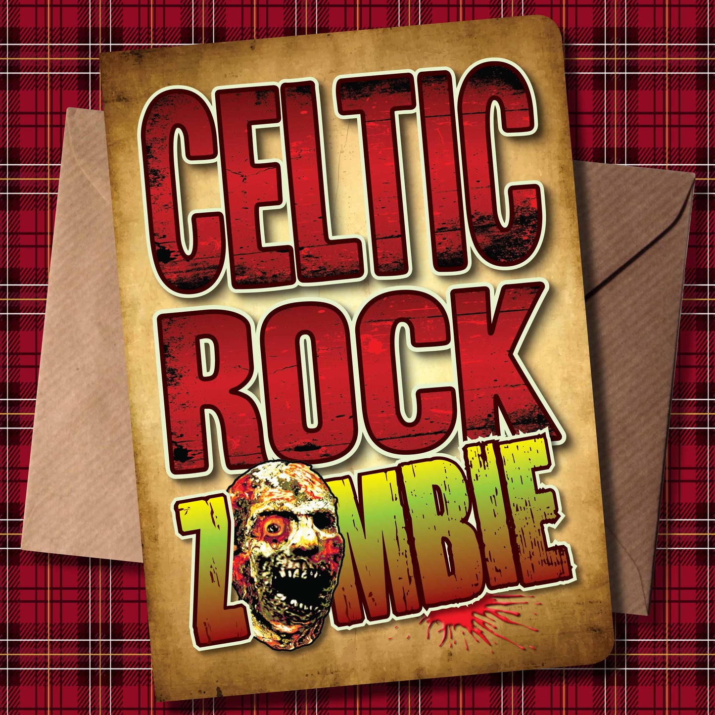 Celtic Rock Zombie - Art Print + Birthday Card + Metal Pin Badge
