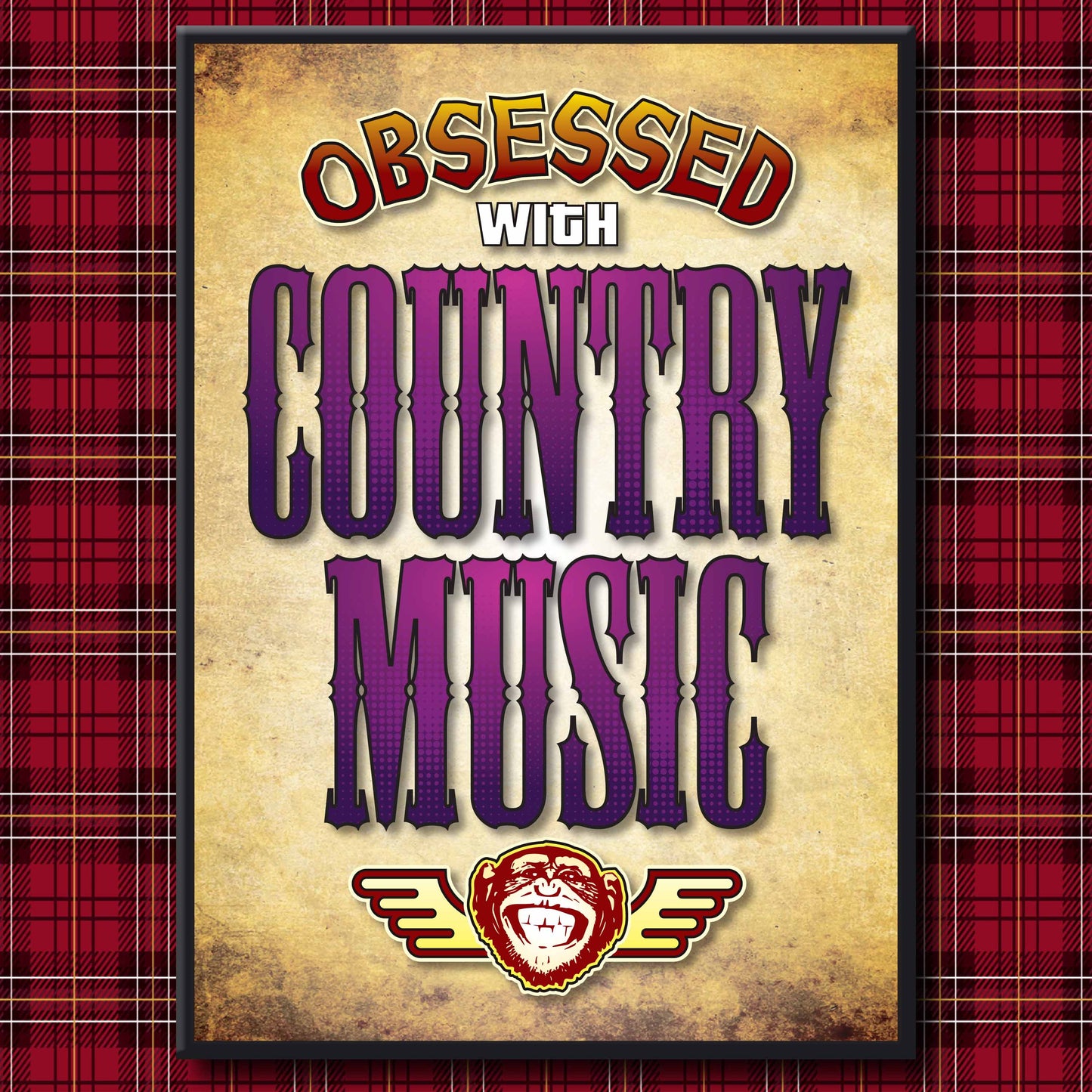Country Music - Obsessed Art Poster + Birthday / Greetings Card