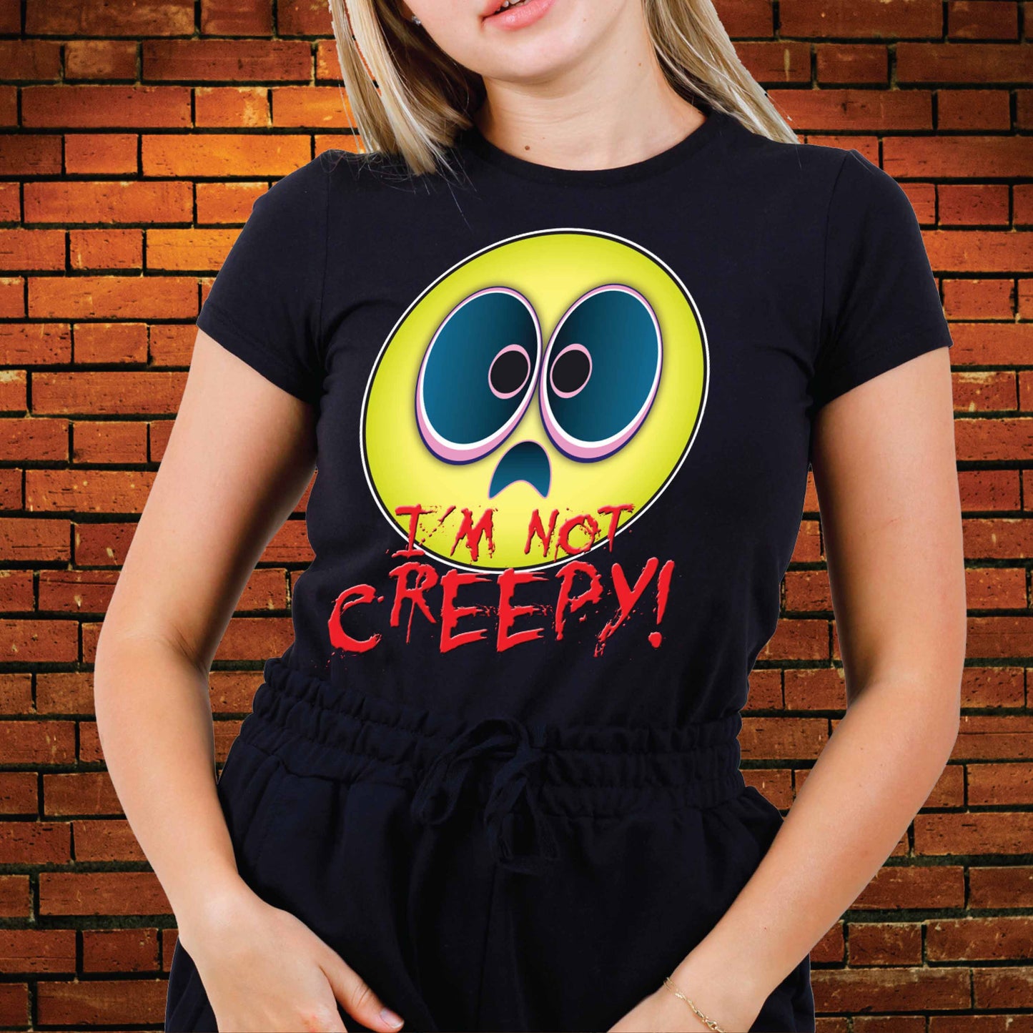 Not Creepy Funny Slogan Cotton T-Shirt