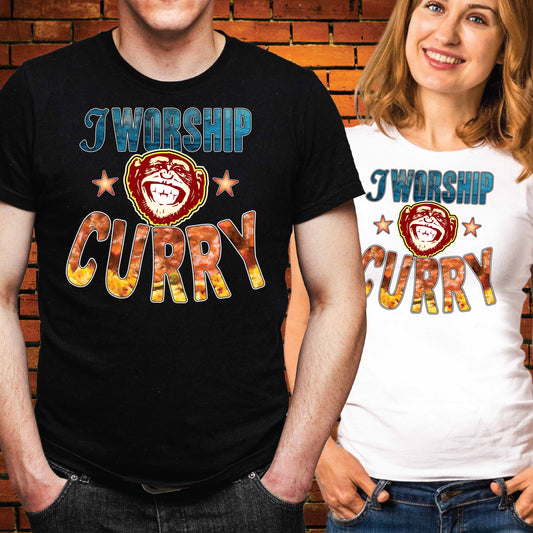 Worship Curry Funny Slogan Cotton T-Shirt