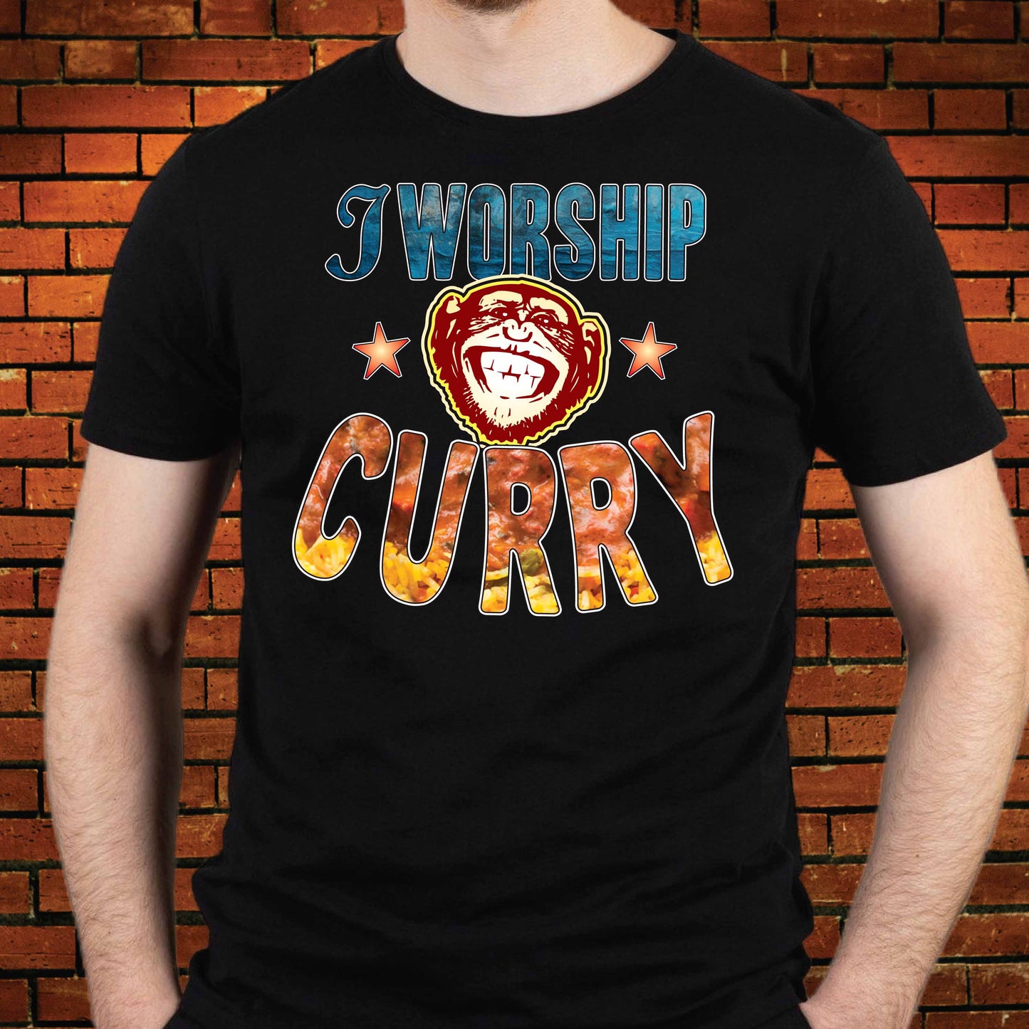 Worship Curry Funny Slogan Cotton T-Shirt