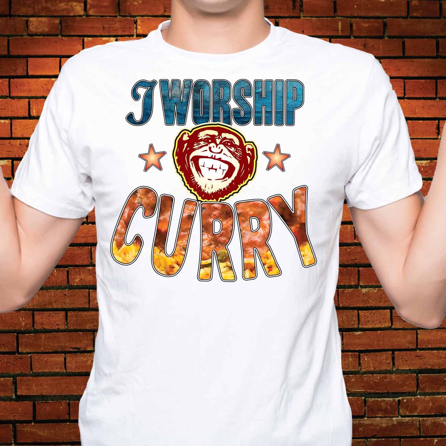 Worship Curry Funny Slogan Cotton T-Shirt
