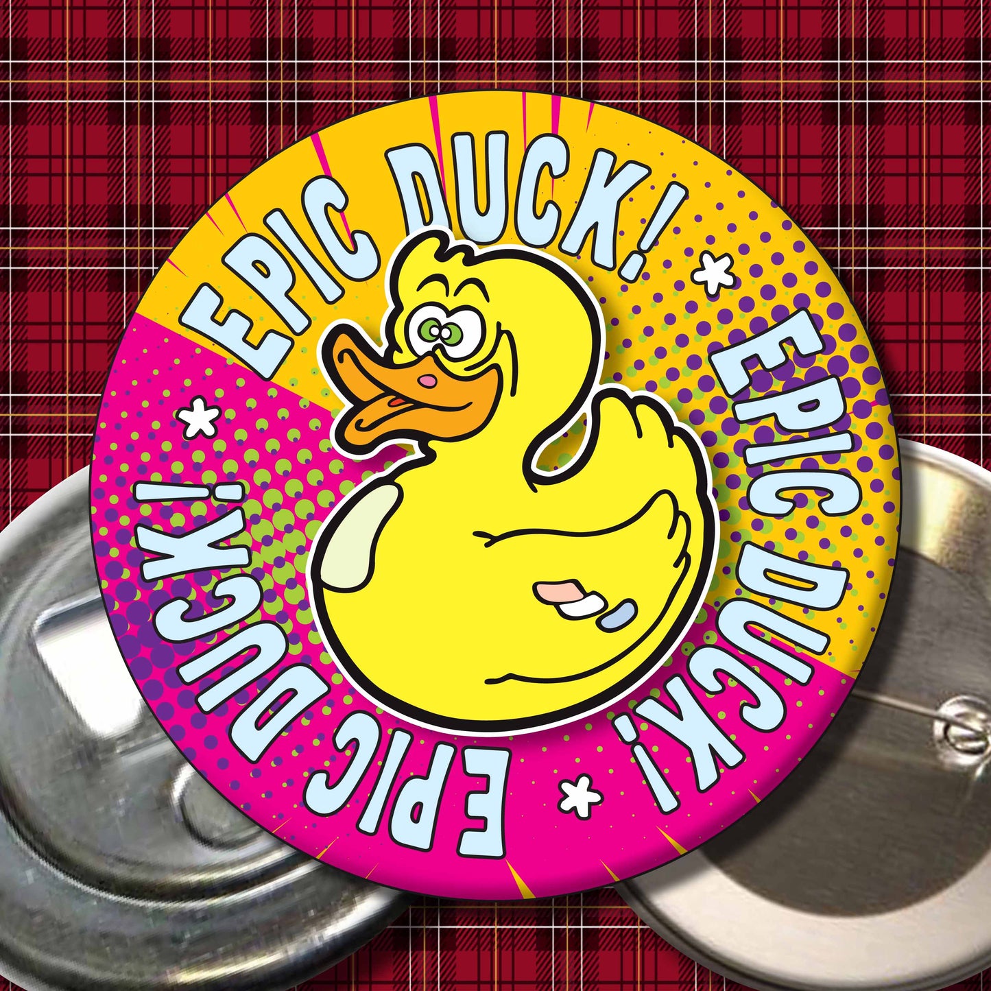 Epic Duck! Metal Pin Badge + Bottle Opener