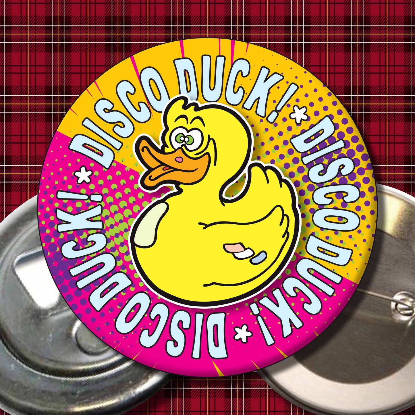 Disco Duck! Metal Pin Badge + Bottle Opener