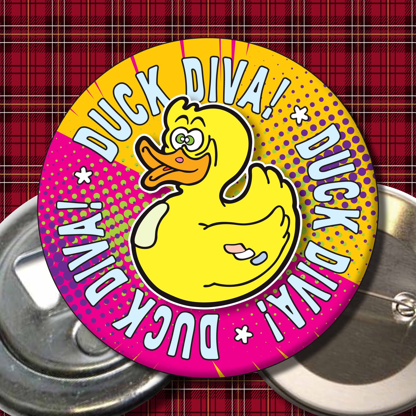 Duck Diva! Metal Pin Badge + Bottle Opener