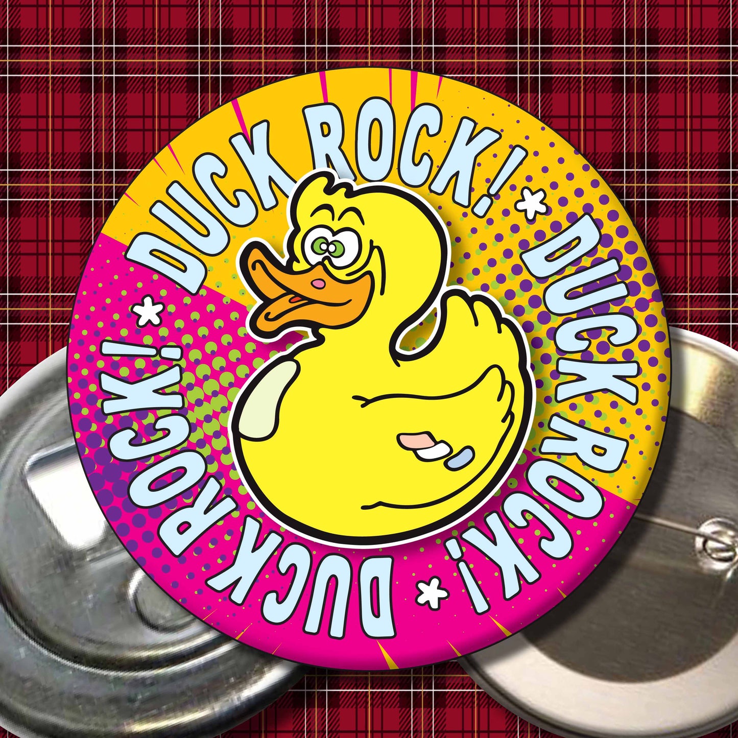 Duck Rock! Metal Pin Badge + Bottle Opener