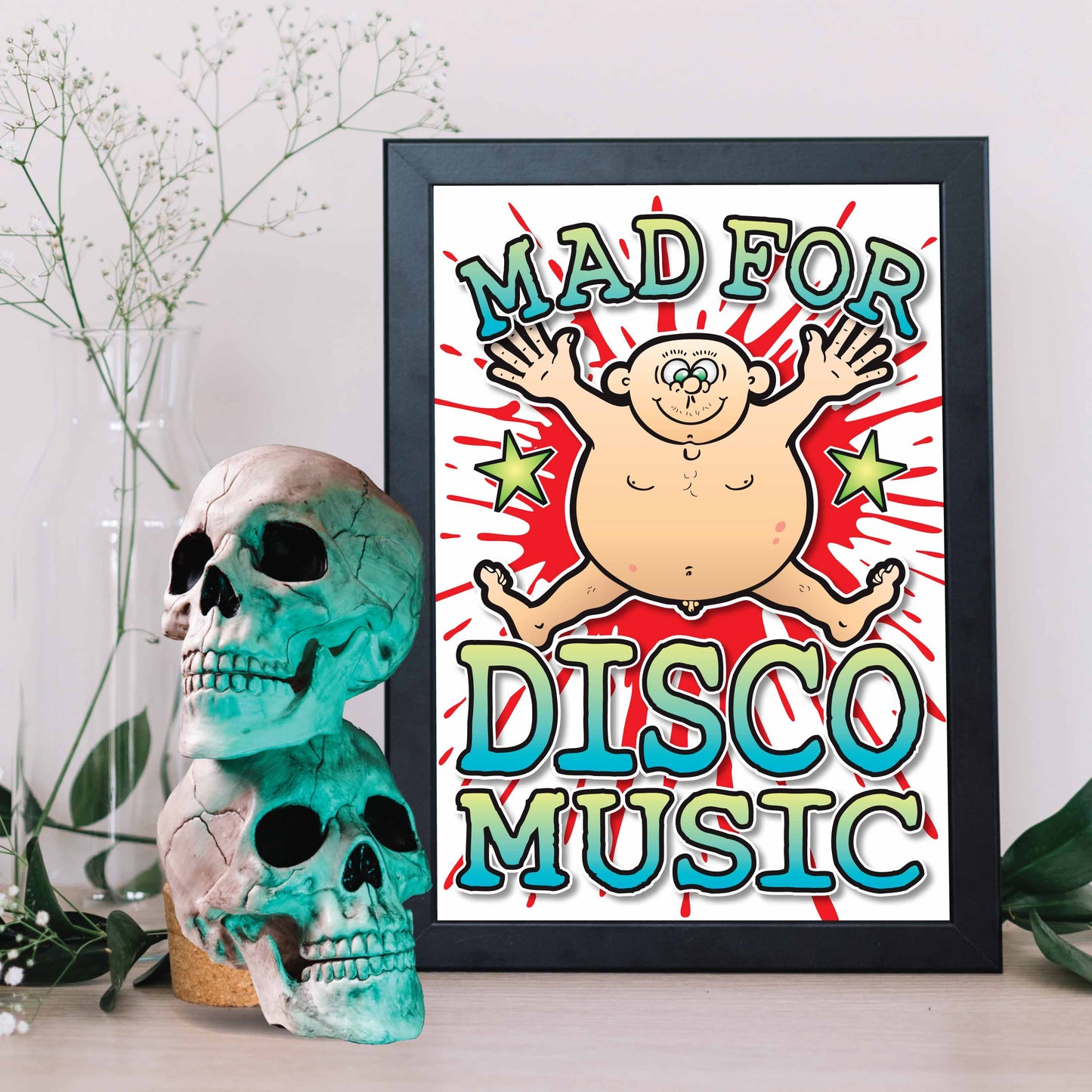 Disco Music Art Print / Mad For Music Poster / Wall Décor