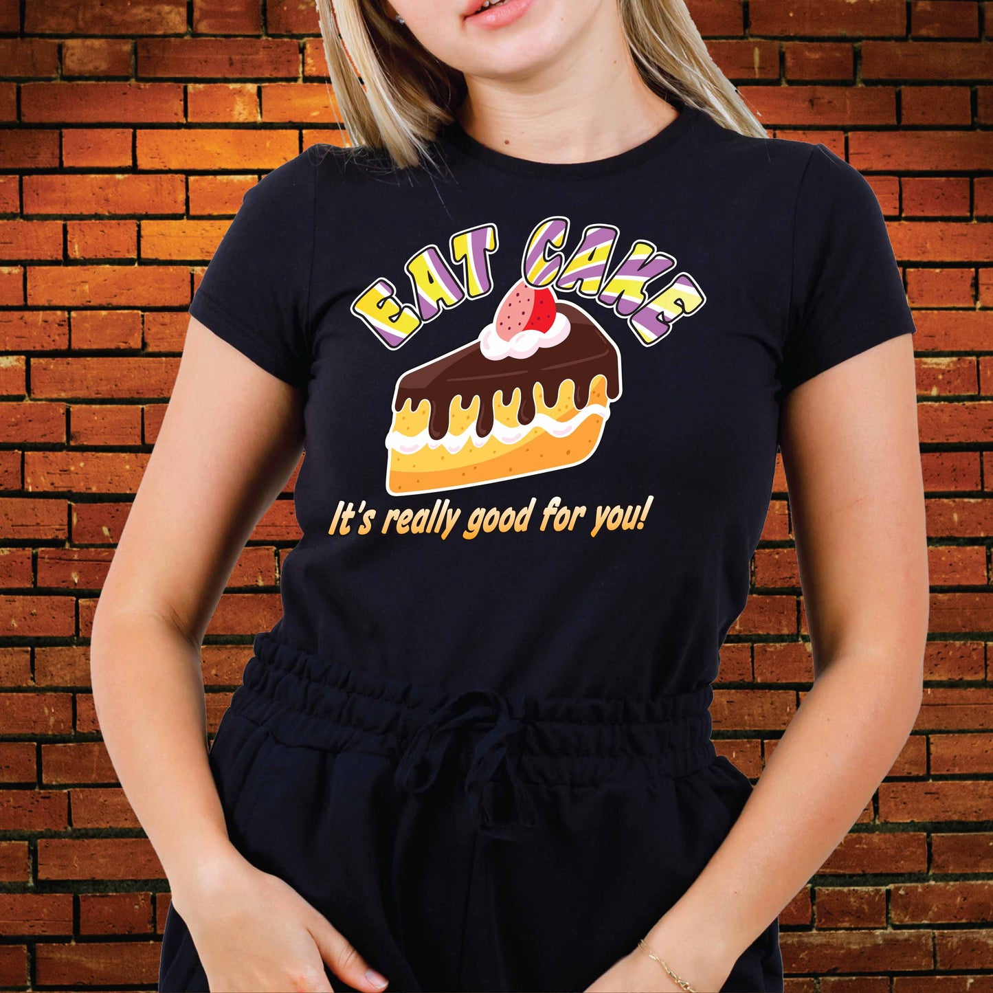 Eat Cake Funny Cotton T-Shirt