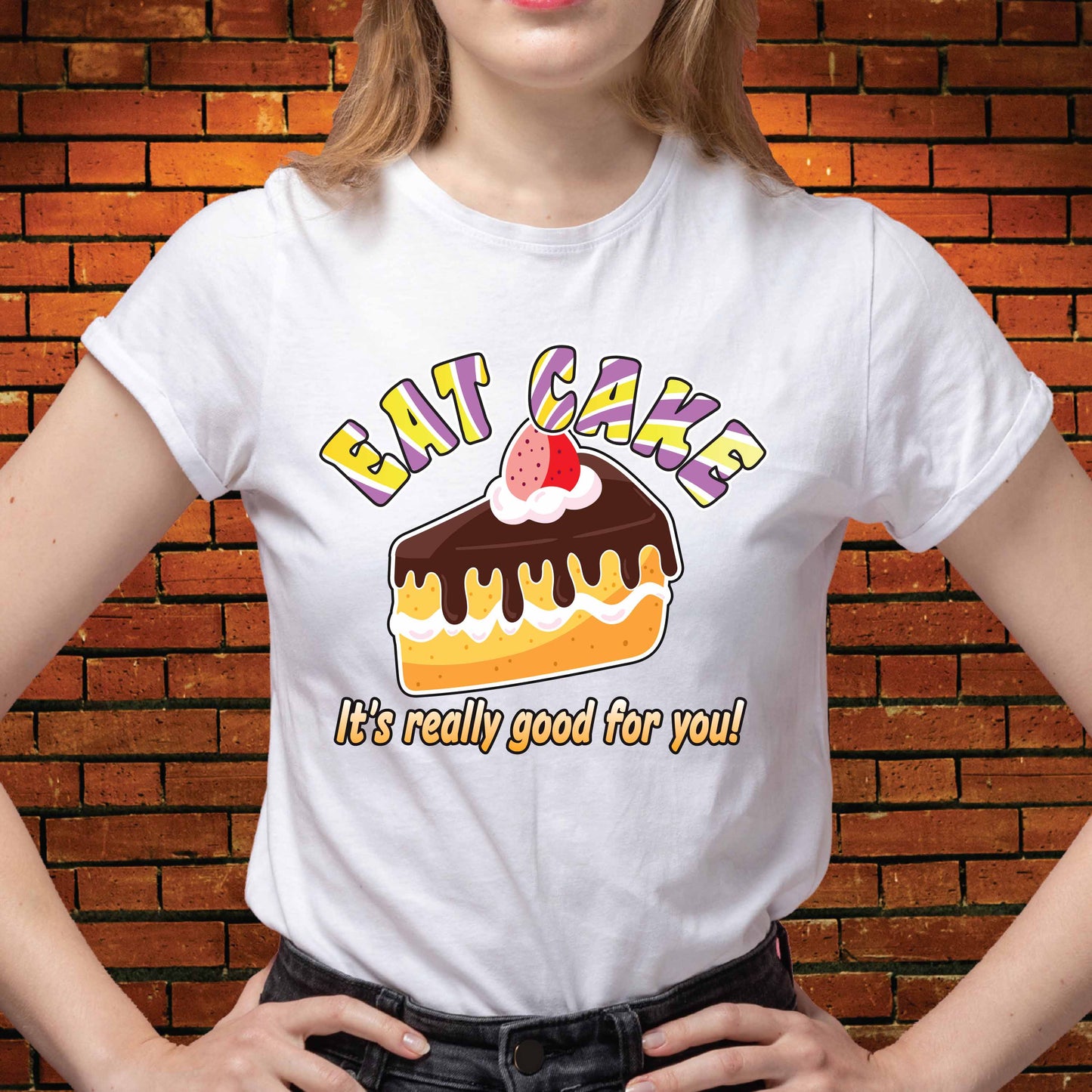 Eat Cake Funny Cotton T-Shirt