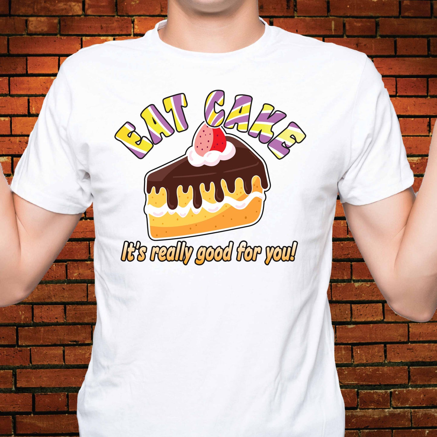 Eat Cake Funny Cotton T-Shirt
