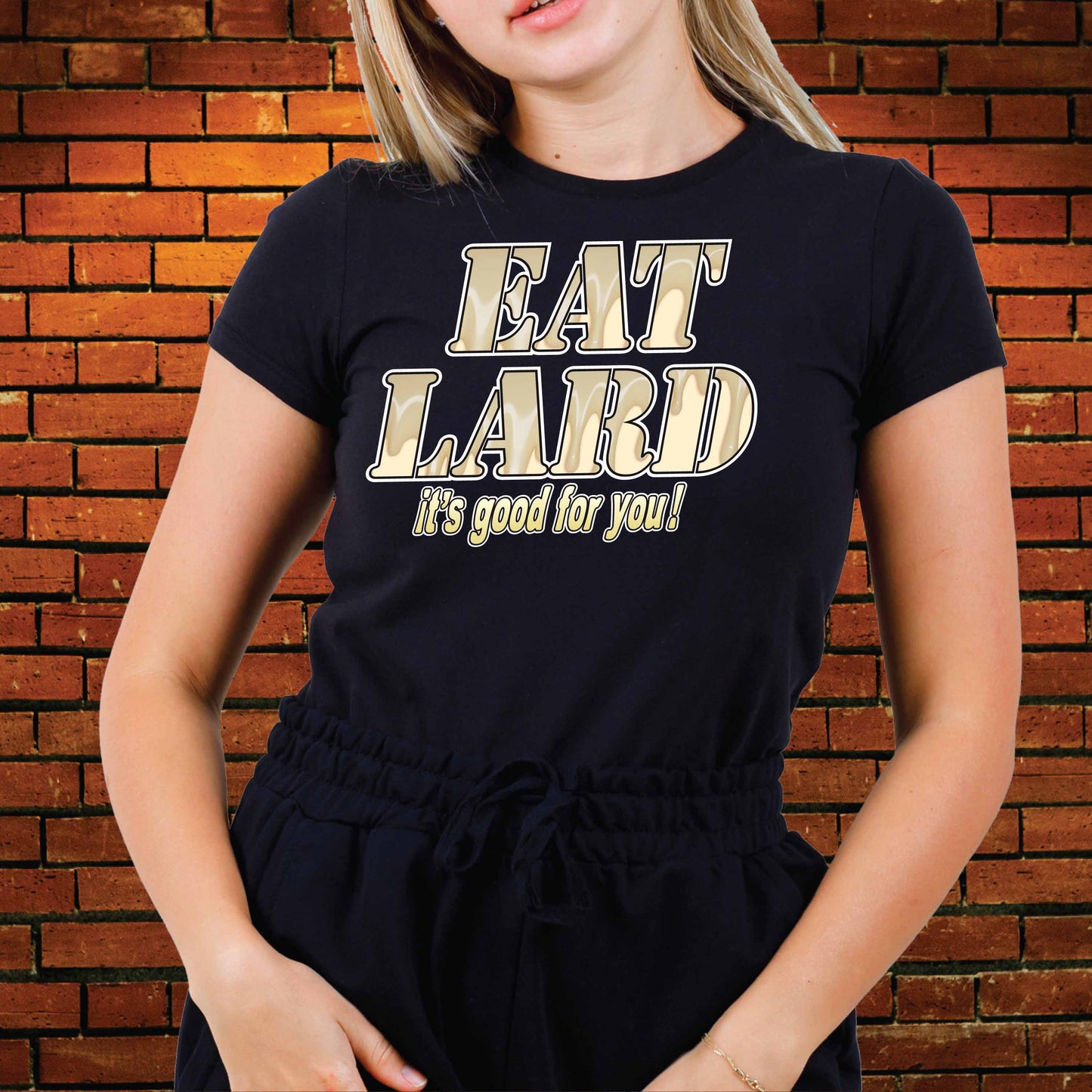 Eat Lard Funny Slogan Cotton T-Shirt