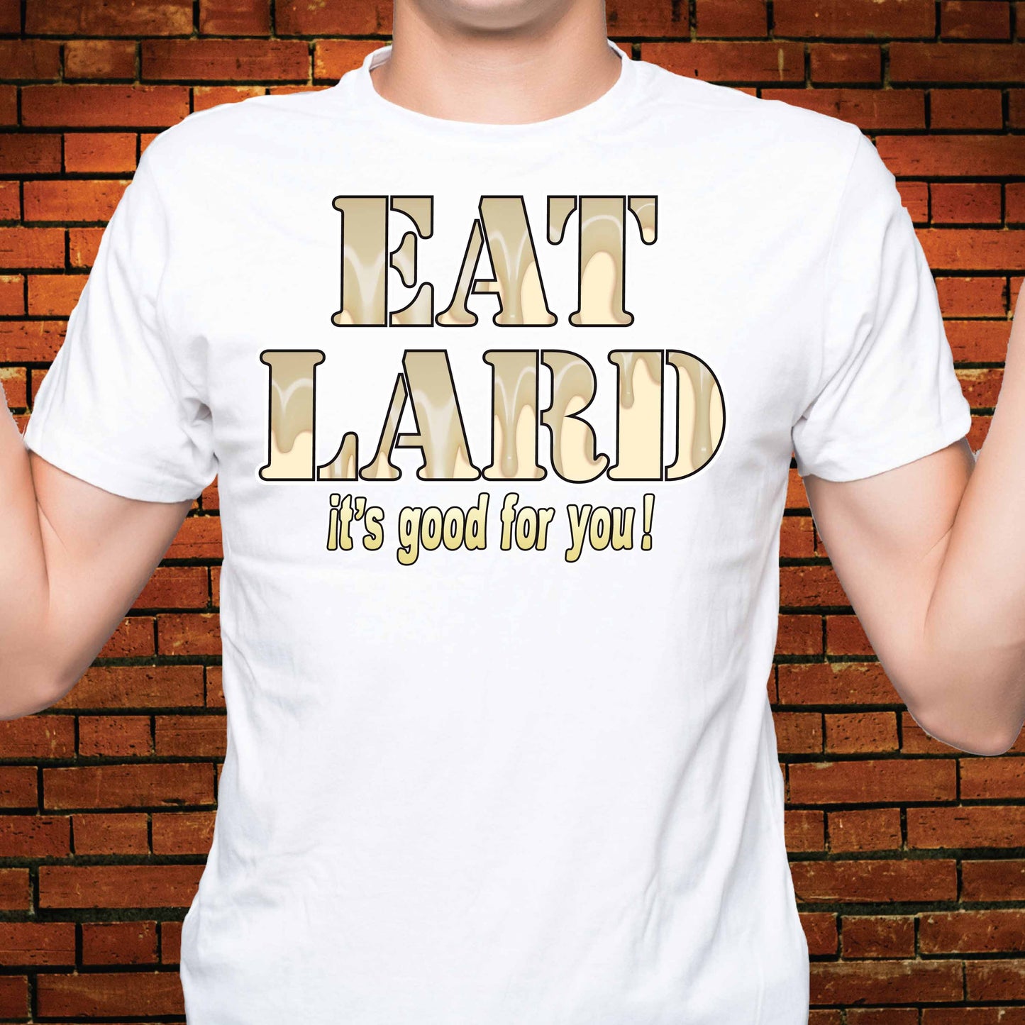 Eat Lard Funny Slogan Cotton T-Shirt