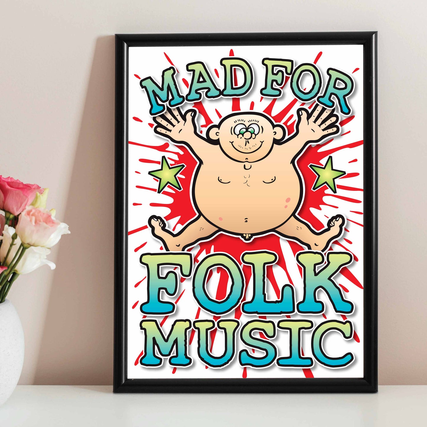 Folk Music Art Print / Mad For Music Poster / Wall Décor
