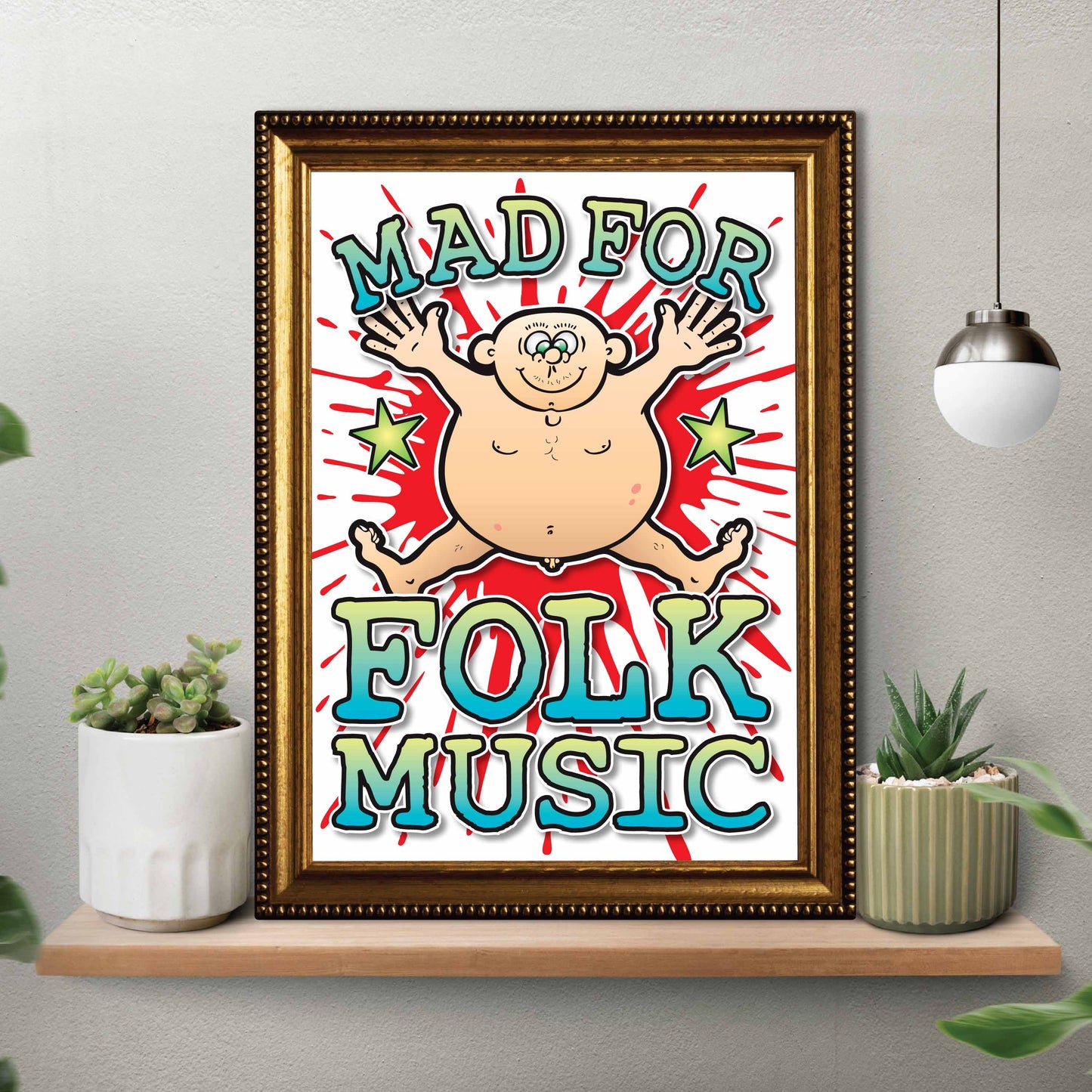 Folk Music Art Print / Mad For Music Poster / Wall Décor