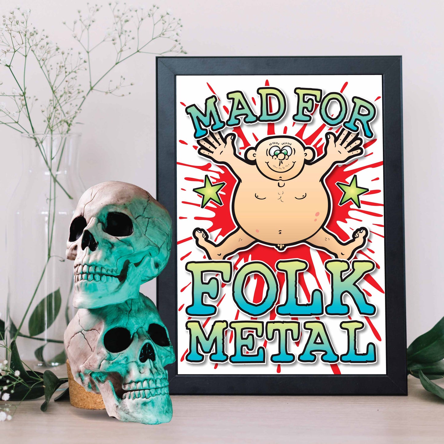 Folk Metal Art Print / Mad For Music Poster / Wall Décor