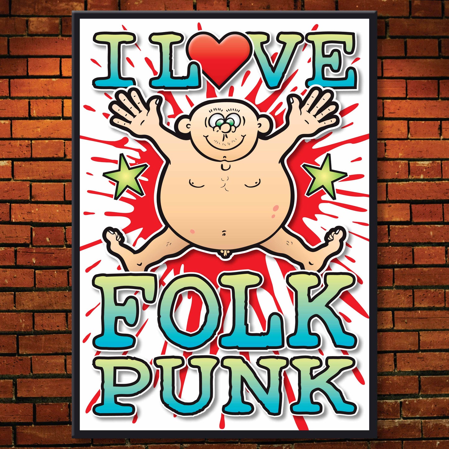 Folk Punk Art Print / Love Music Poster / Wall Décor / Rock Guru