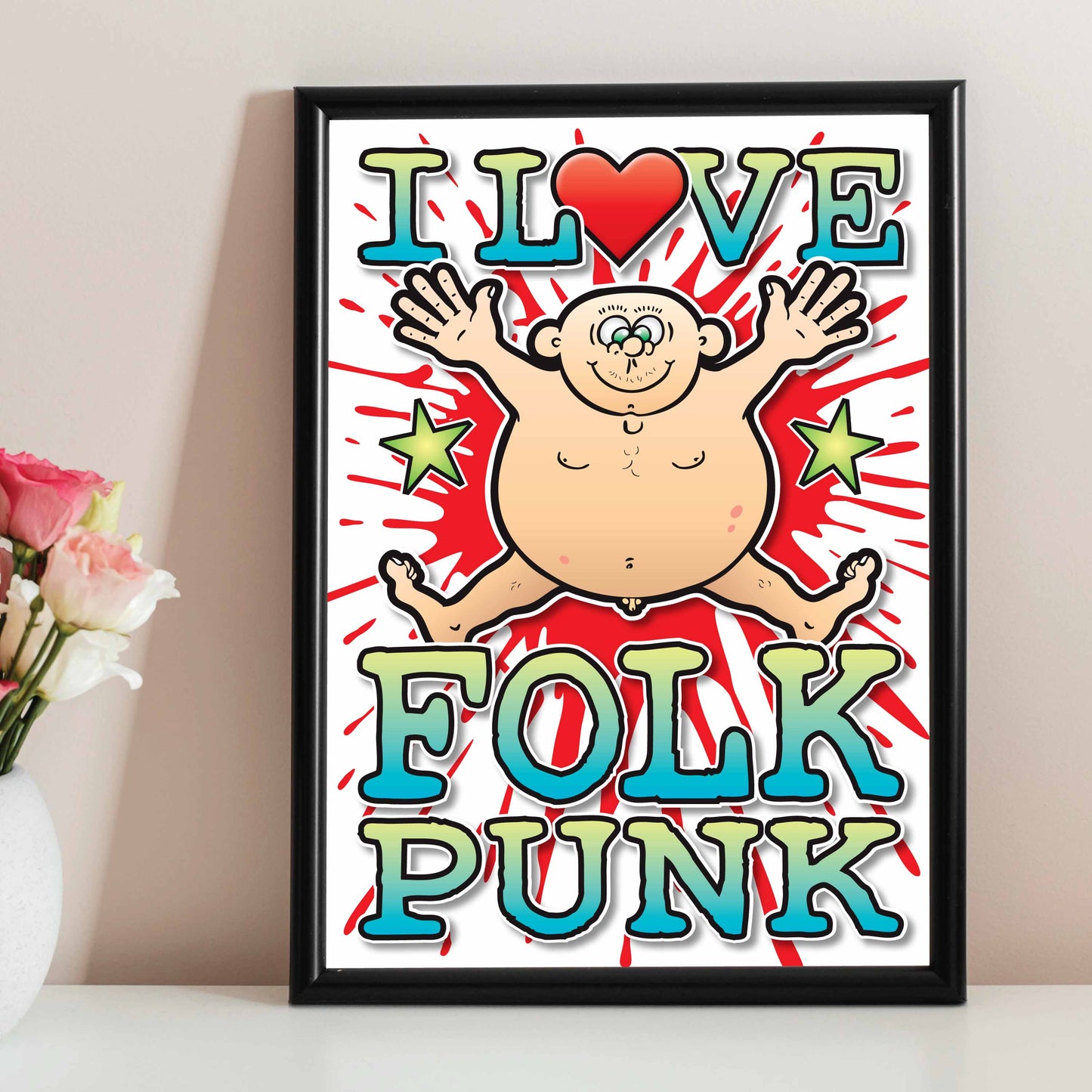 Folk Punk Art Print / Love Music Poster / Wall Décor / Rock Guru