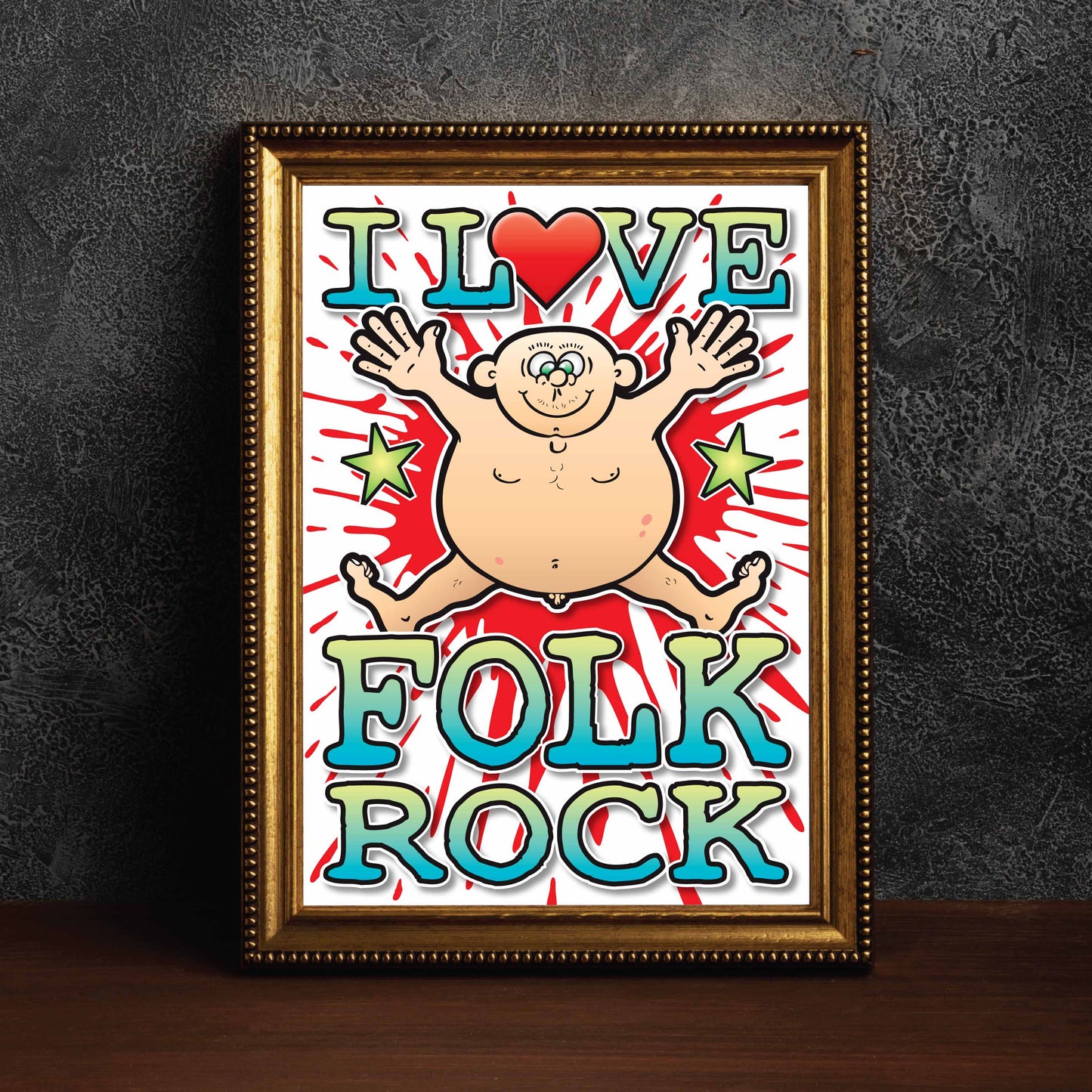 Folk Rock Art Print / Love Music Poster / Wall Décor / Rock Guru