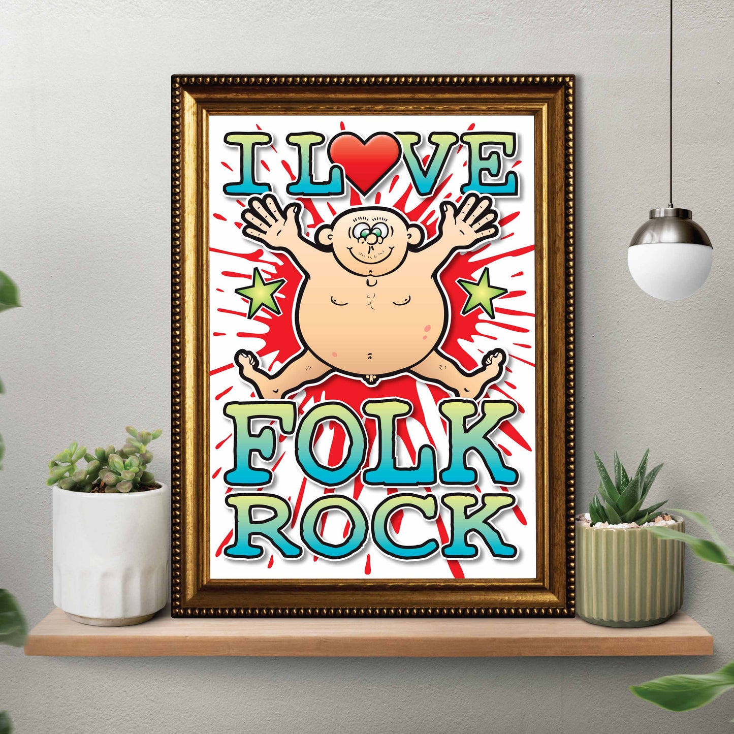 Folk Rock Art Print / Love Music Poster / Wall Décor / Rock Guru