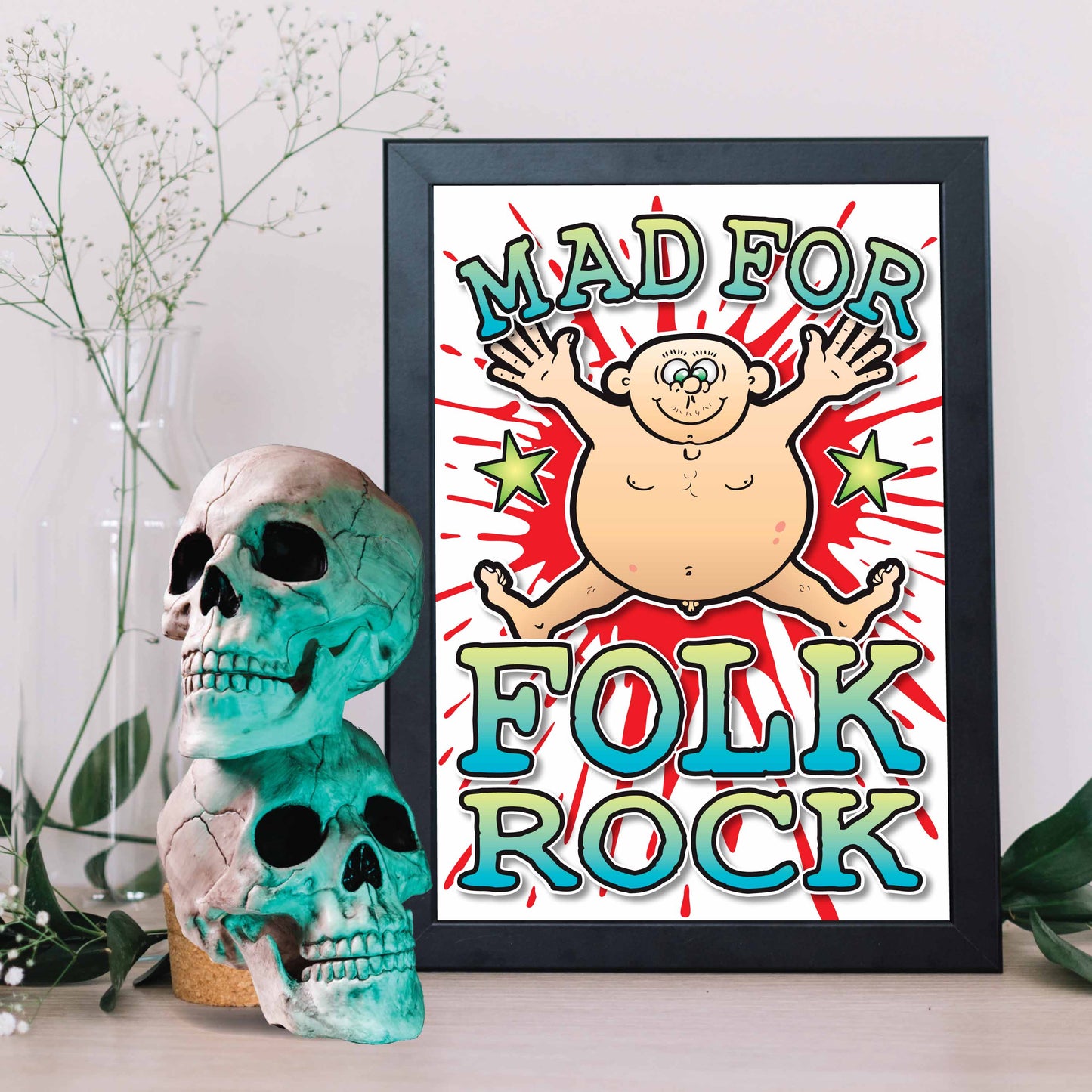 Folk Rock Art Print / Mad For Music Poster / Wall Décor