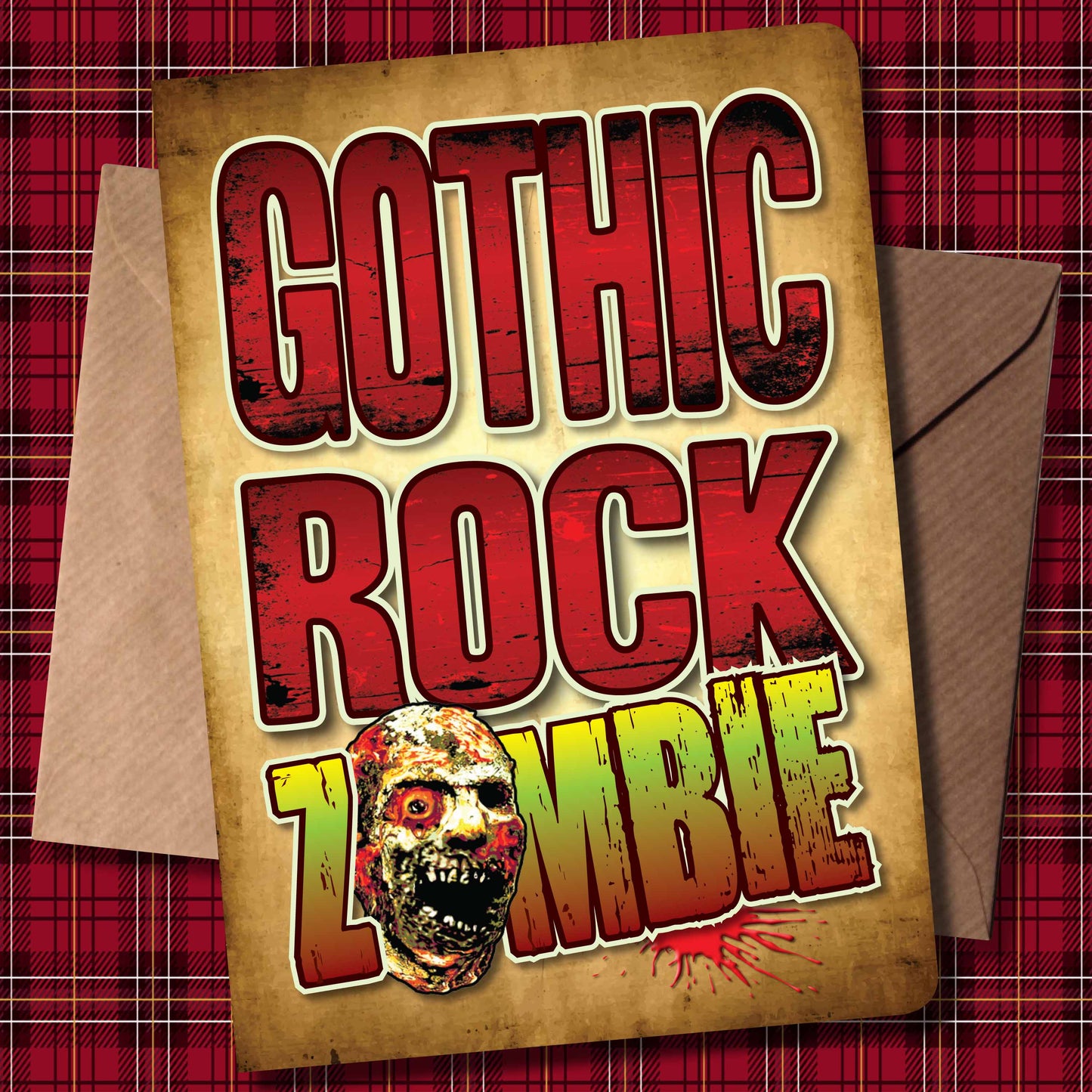 Gothic Rock Zombie - Art Print + Birthday Card + Metal Pin Badge