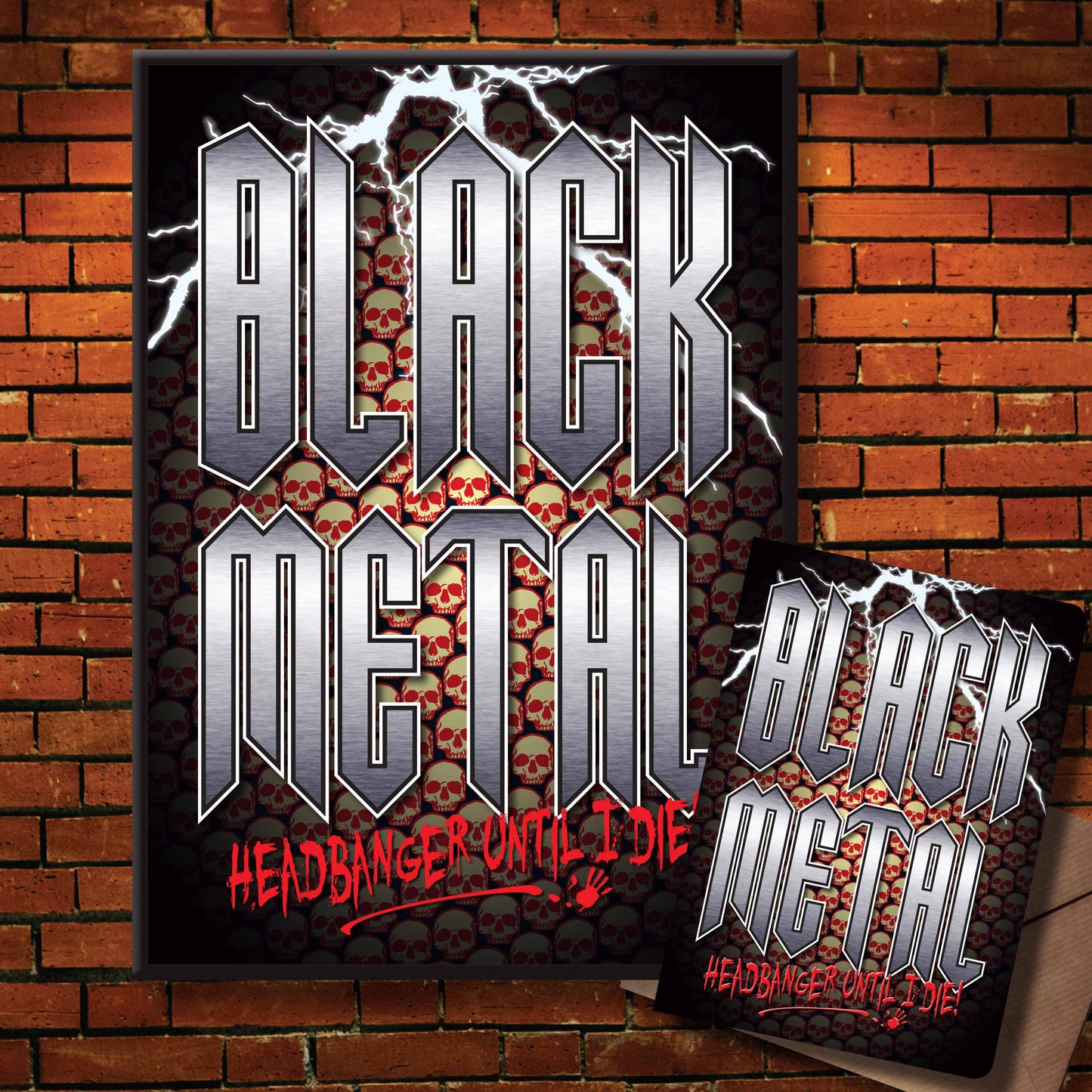 Black Metal Headbanger Art Print + Birthday / Greetings Card