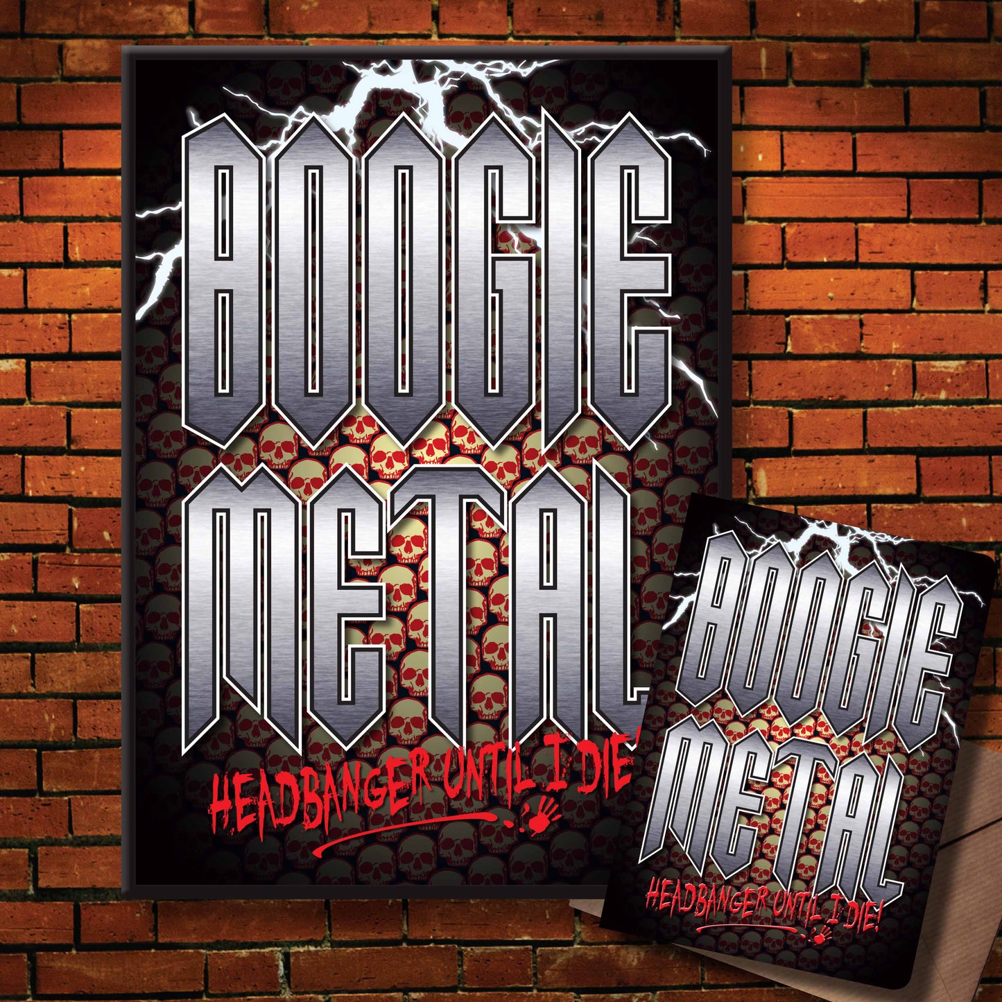 Boogie Metal Headbanger Art Print + Birthday / Greetings Card
