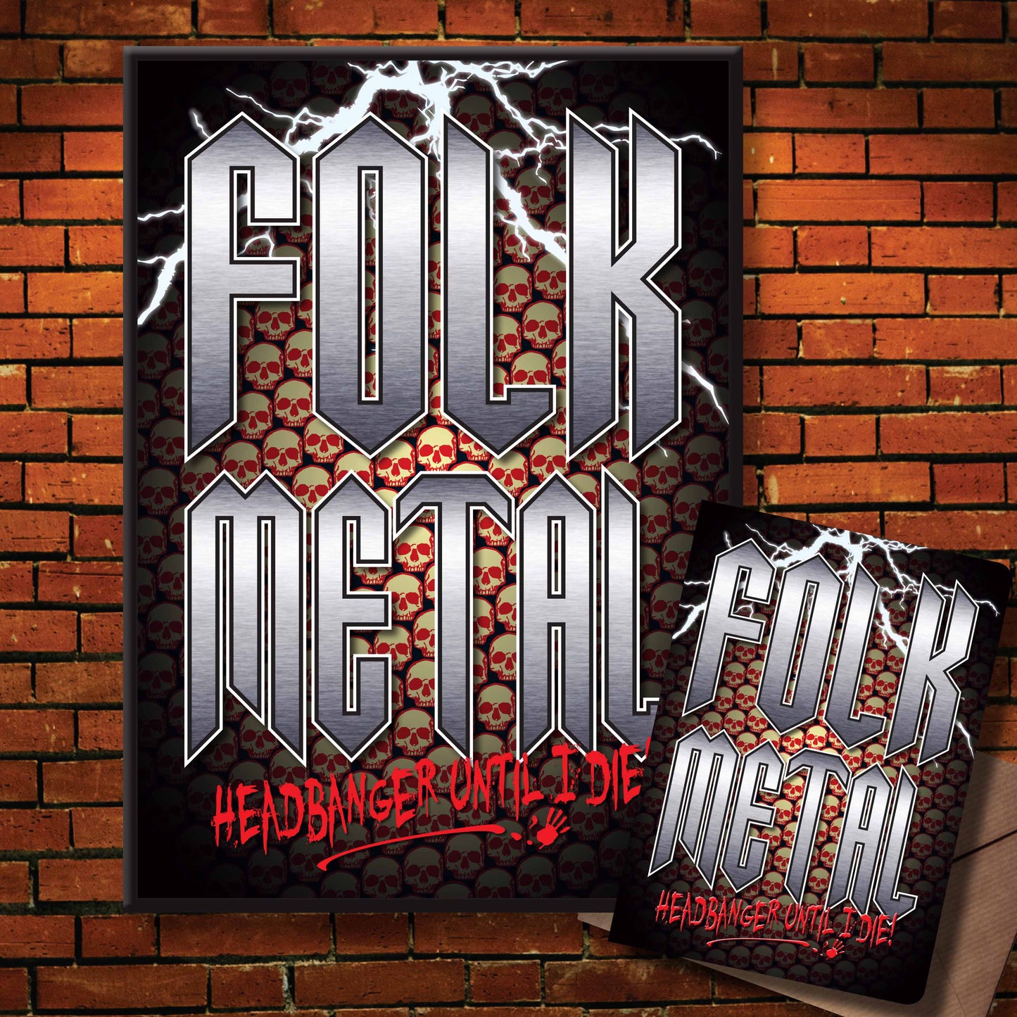Folk Metal Headbanger Art Print + Birthday / Greetings Card